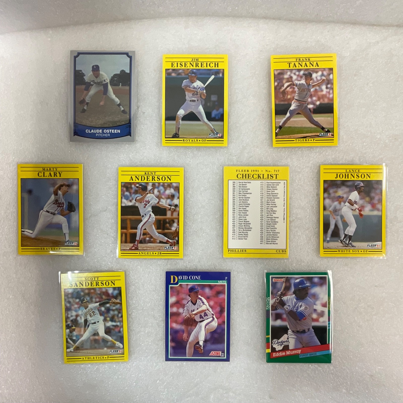 1991 MLB Baseball 10 Card Lot Fleer Donruss Murray Cone Osteen - Image 1
