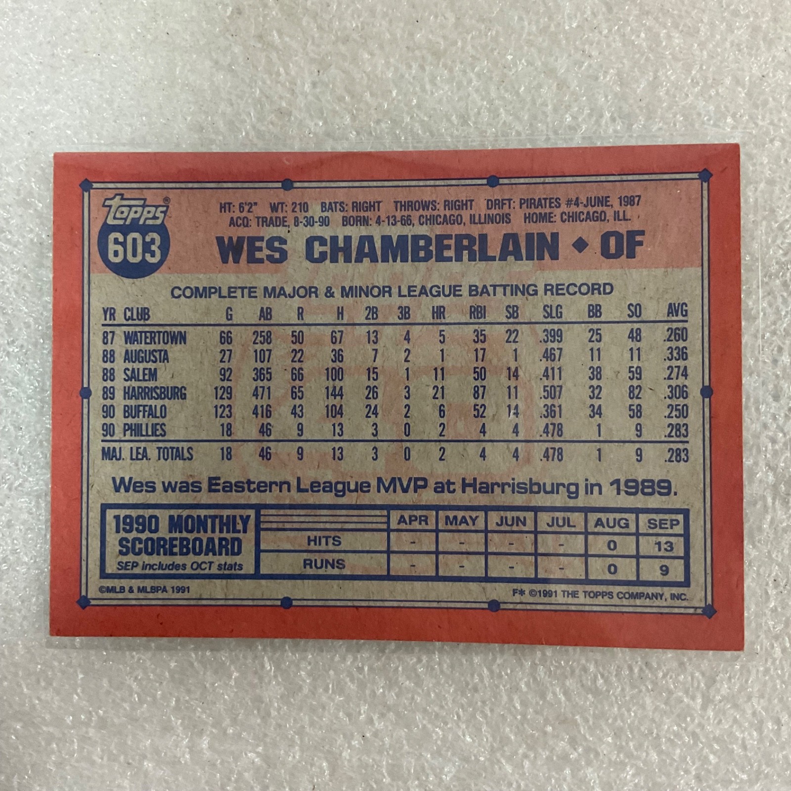1991 Topps Baseball 10 Card Lot Franco Moyer Darling Hough Kittle - Image 21