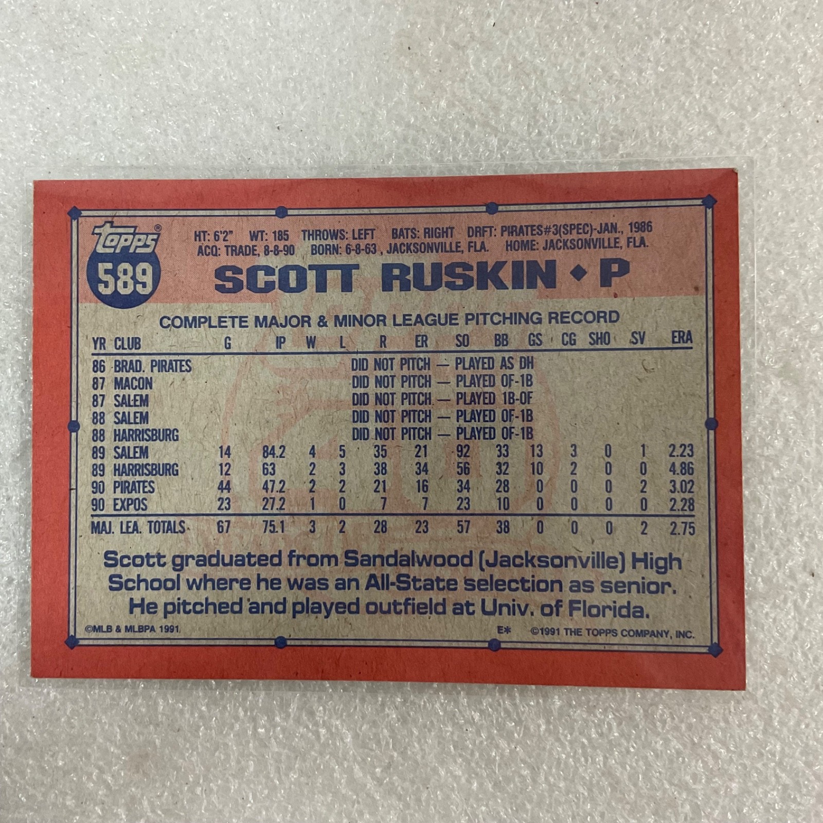 1991 Topps Baseball 10 Card Lot Franco Moyer Darling Hough Kittle - Image 22