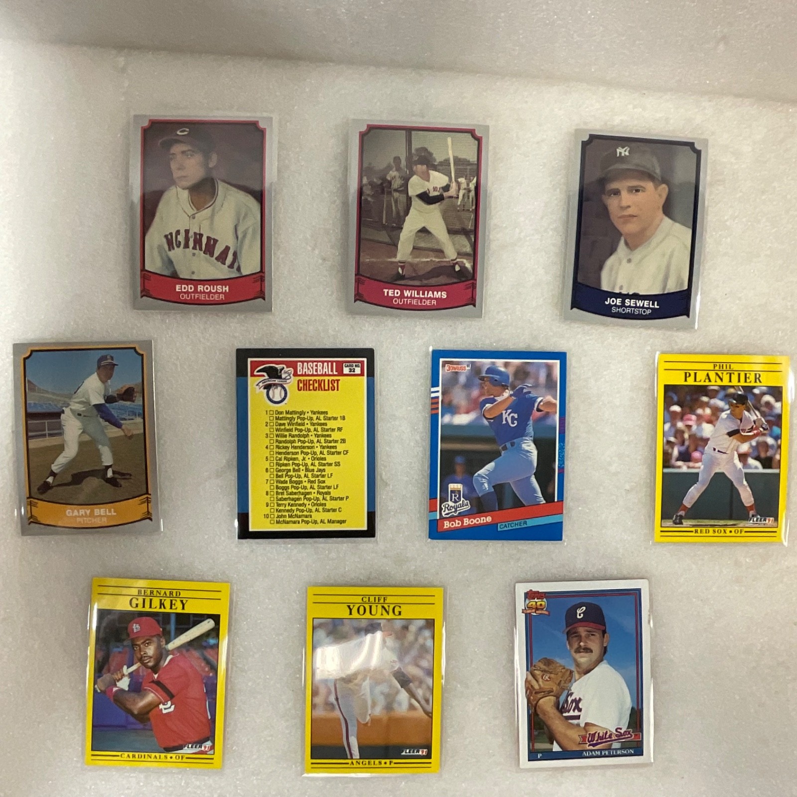 1989-1991 Baseball 10 Card Lot Ted Williams Roush Sewell Fleer Topps - Image 1