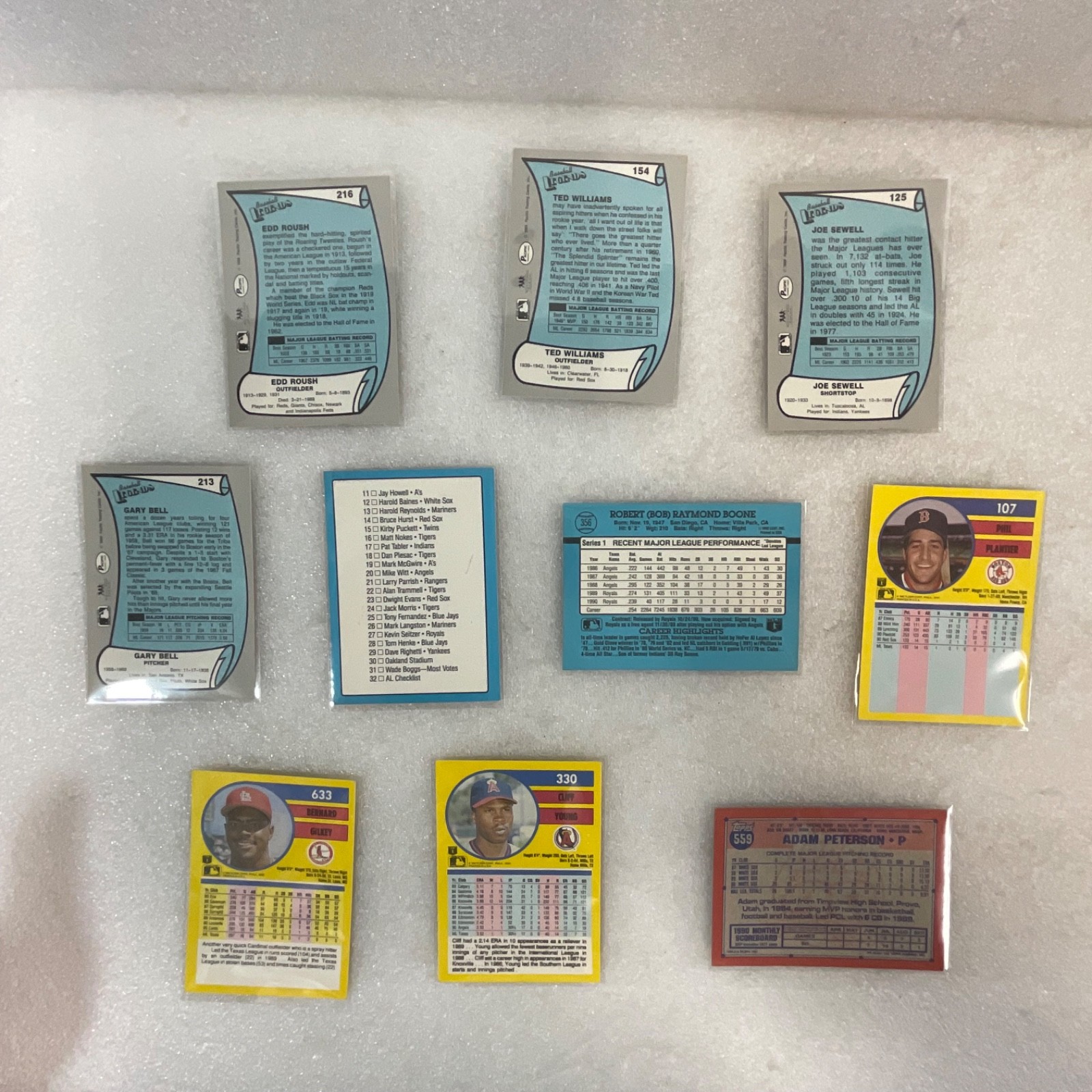 1989-1991 Baseball 10 Card Lot Ted Williams Roush Sewell Fleer Topps - Image 2
