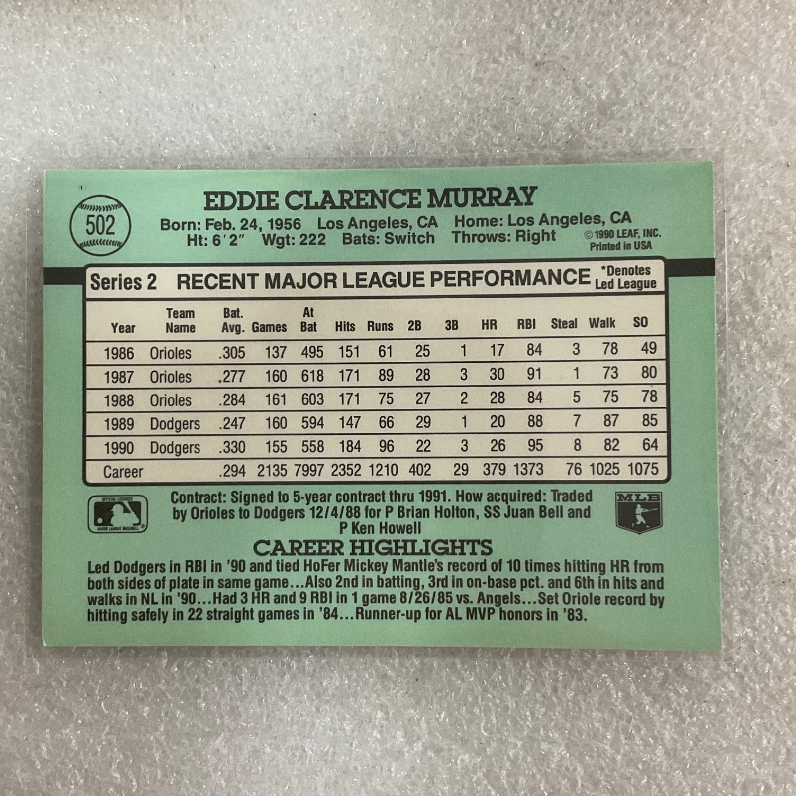1991 MLB Baseball 10 Card Lot Fleer Donruss Murray Cone Osteen - Image 22