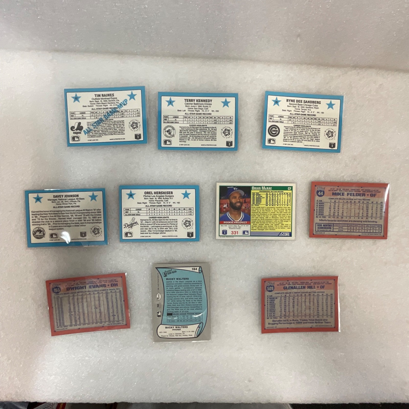 1988-1991 Baseball 10 Card Lot Sandberg Raines Hershiser Evans McRae - Image 2