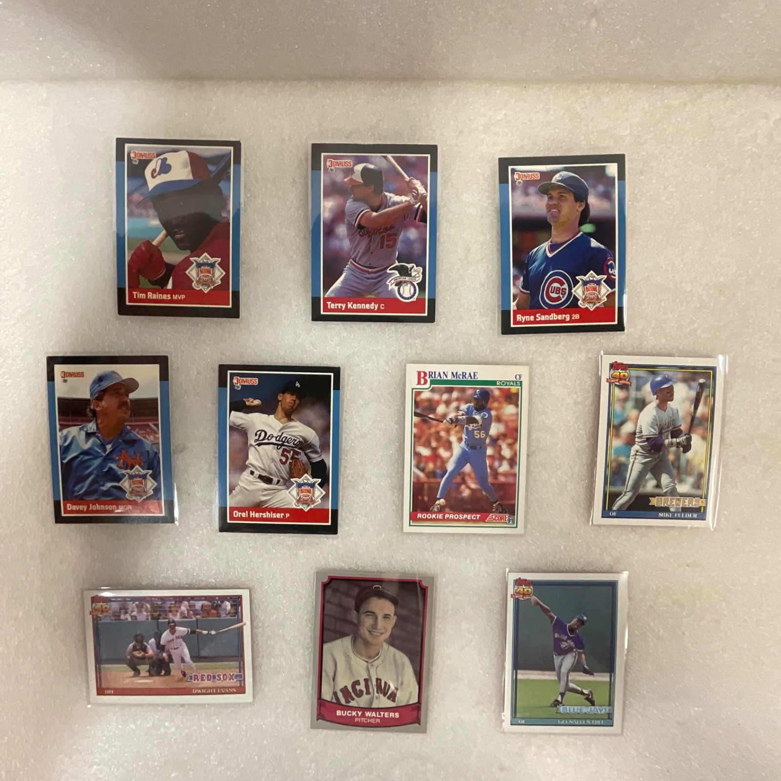 1988-1991 Baseball 10 Card Lot Sandberg Raines Hershiser Evans McRae - Image 1
