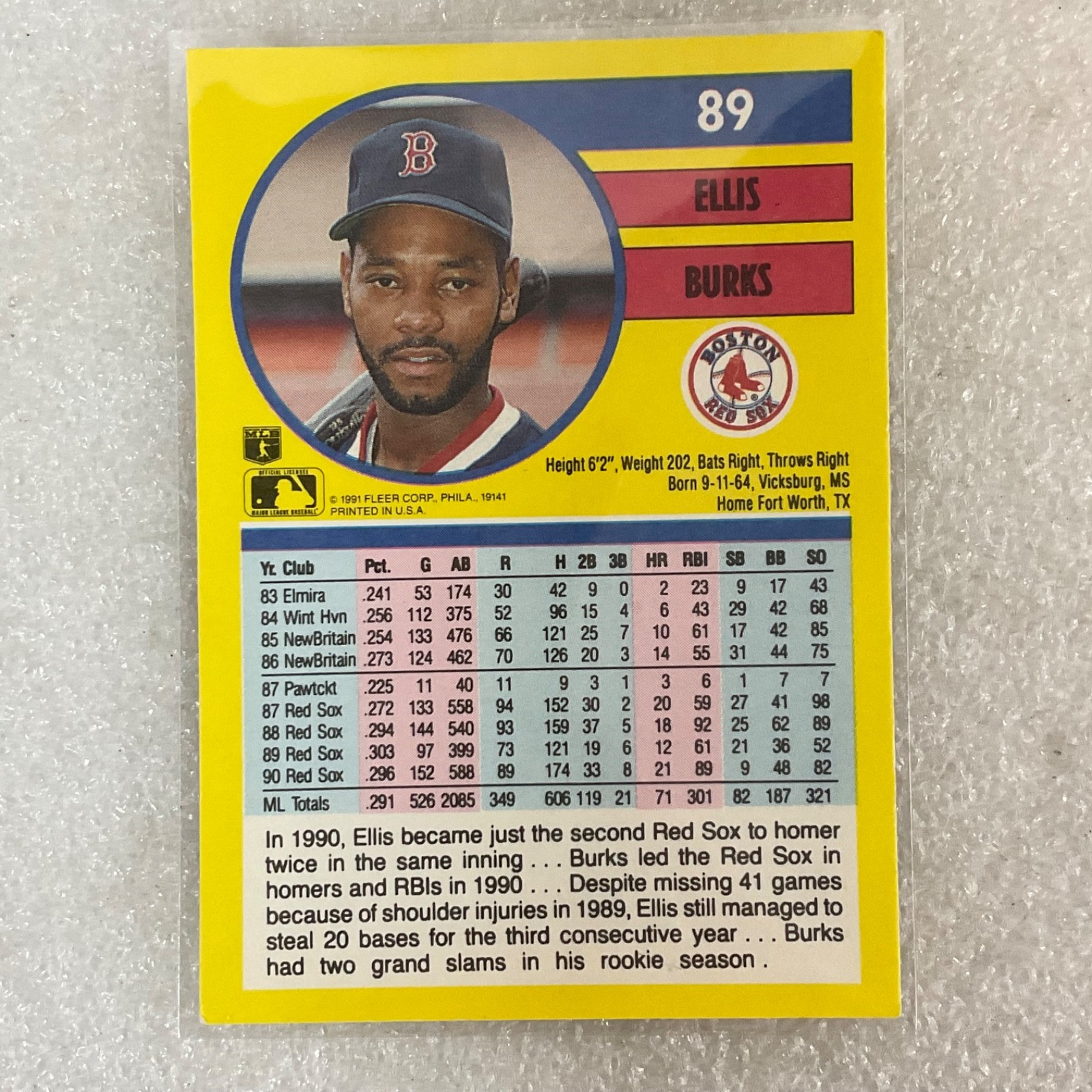 1987-1991 Baseball 10 Card Lot Perry Burks Topps Fleer Donruss - Image 14
