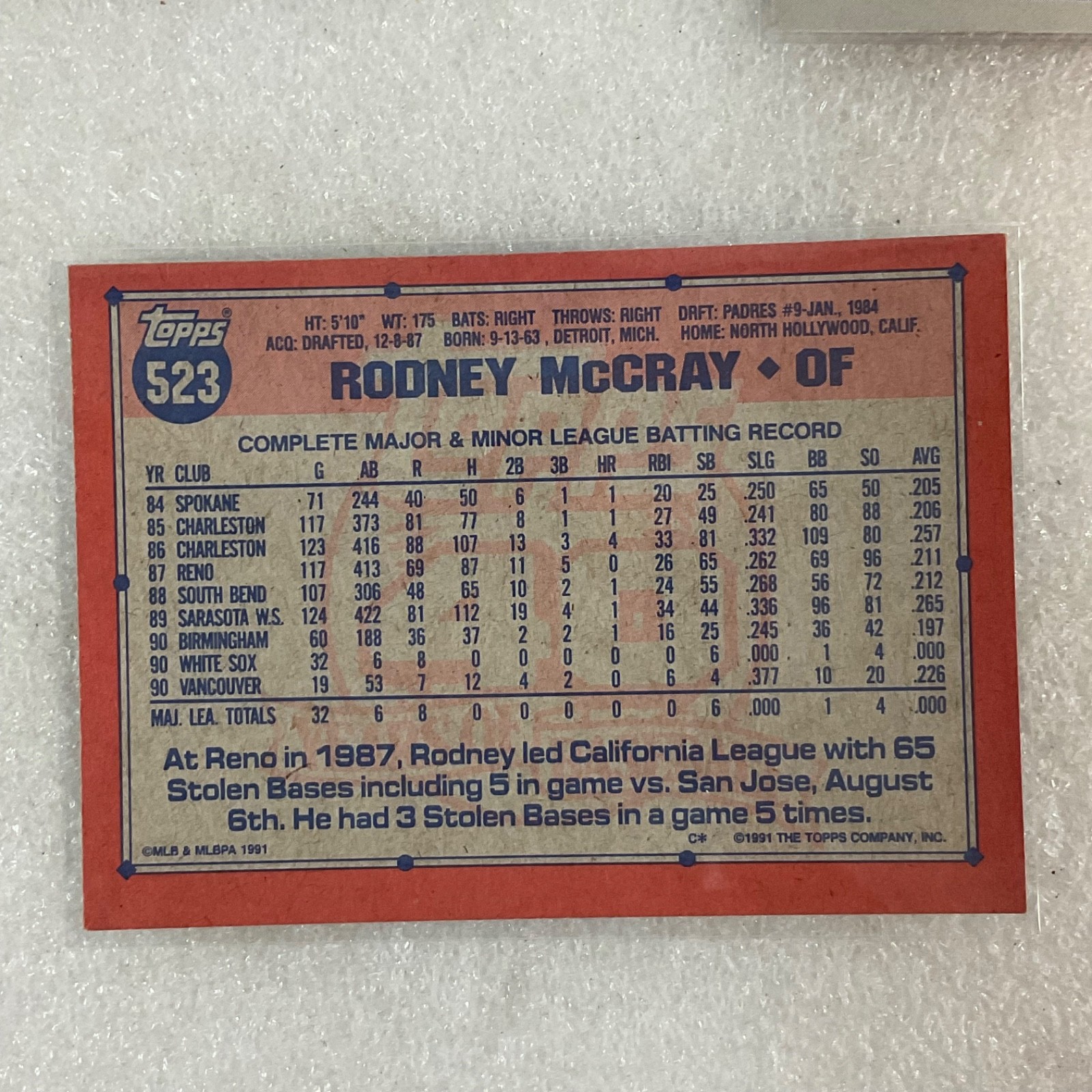 1987-1991 Baseball 10 Card Lot Perry Burks Topps Fleer Donruss - Image 22