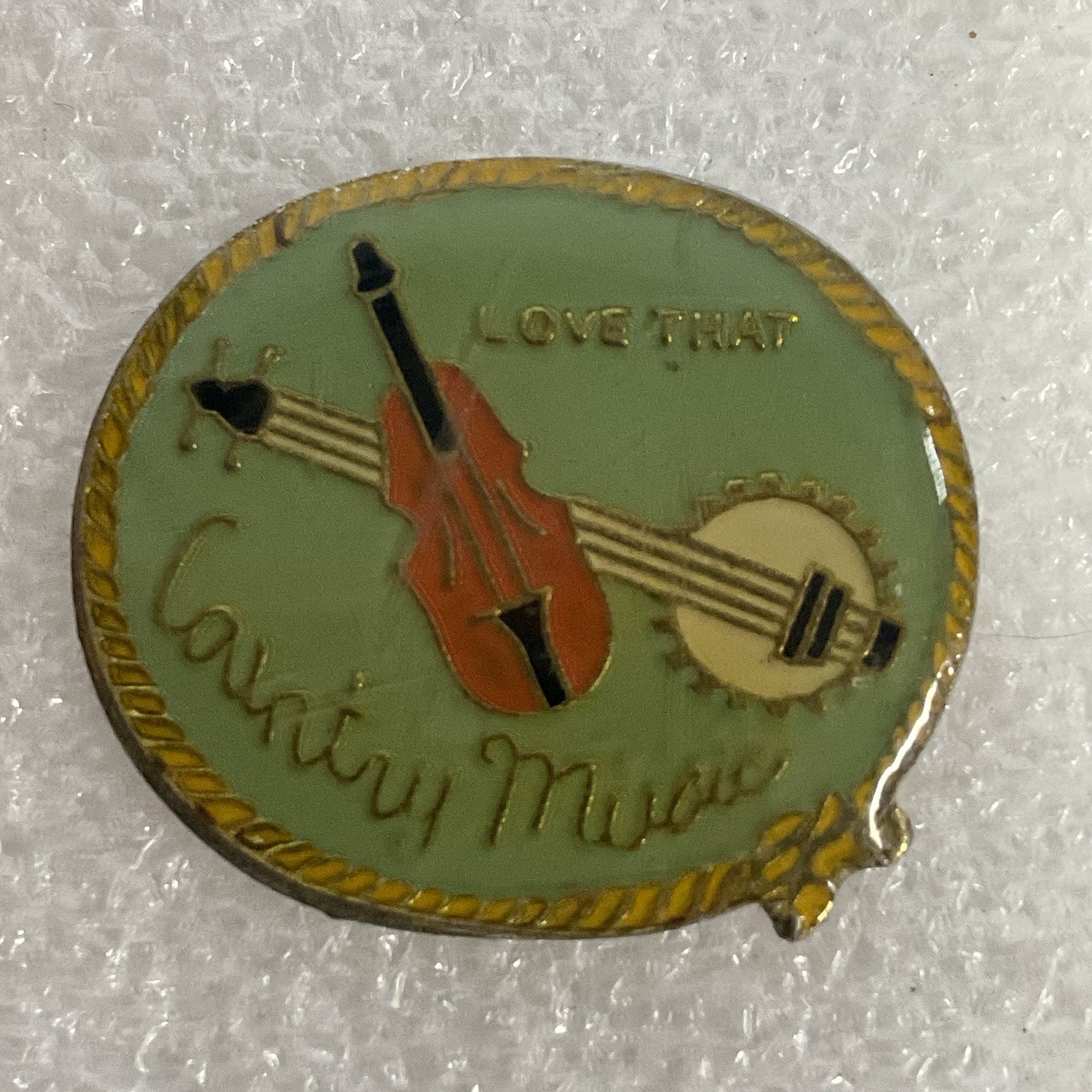 Love That Country Music Banjo & Fiddle 1” Pin Pinback GnuCollectibles - Image 1
