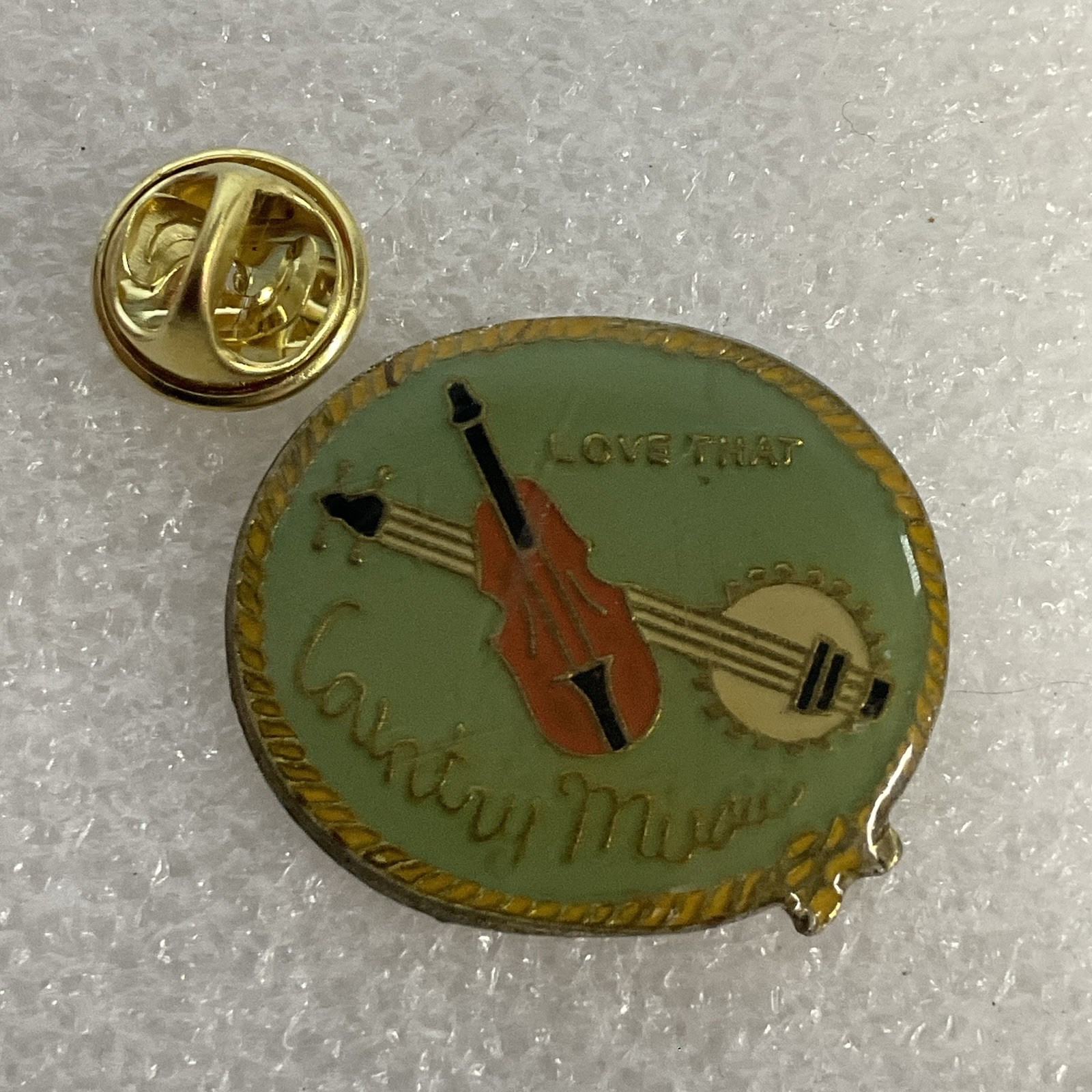Love That Country Music Banjo & Fiddle 1” Pin Pinback GnuCollectibles - Image 2