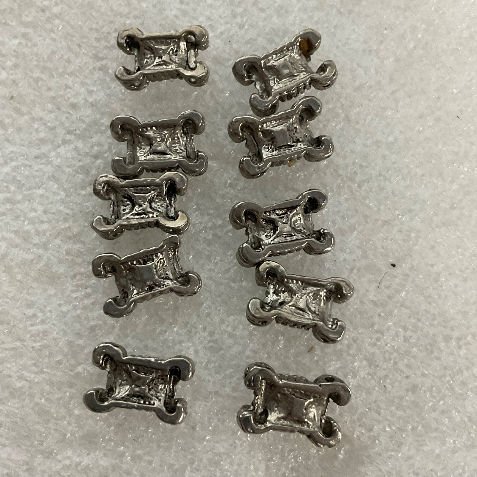 10pc Silver Tone Spacer Beads Blue Rhinestone Inlay 1.67g Each Jewelry Making - Image 7