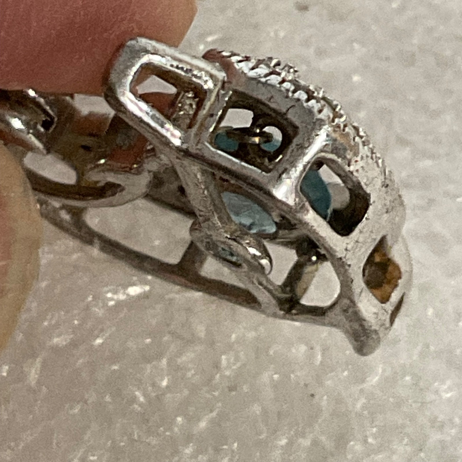 Dolphin Pendant .925 Sterling Silver Blue Stone 1in 2.01g - Image 6