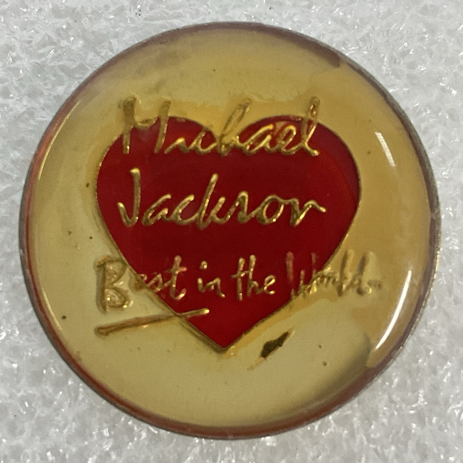 Vtg Michael Jackson Best In The World 1” Round Pin Pinback Heart GnuCollectibles - Image 1