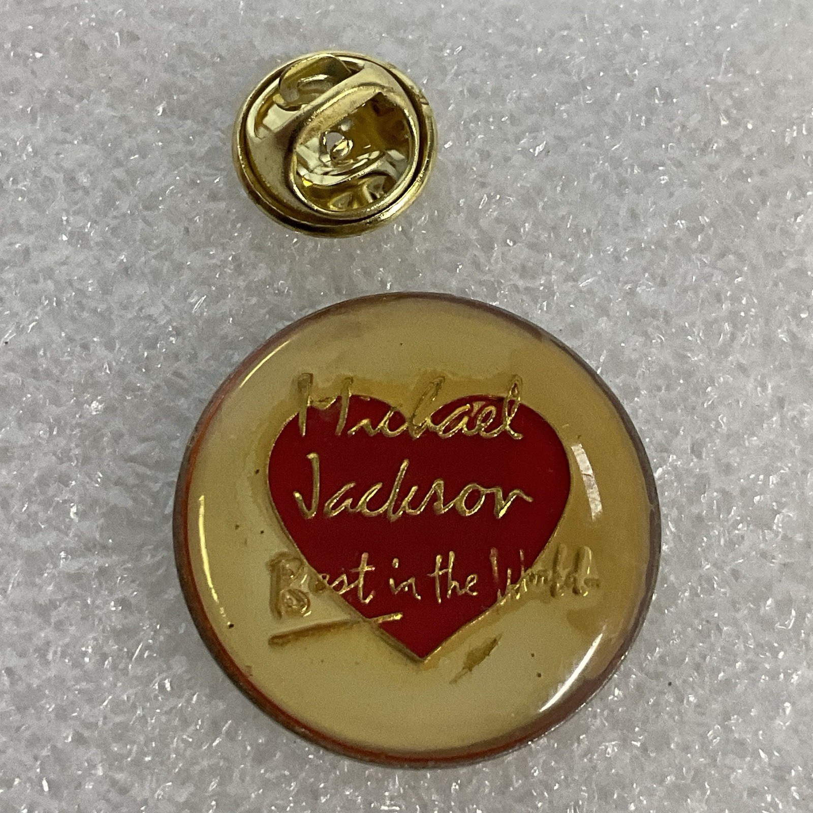 Vtg Michael Jackson Best In The World 1” Round Pin Pinback Heart GnuCollectibles - Image 3