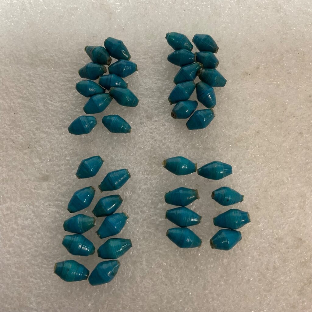 38pc Blue Recycled Paper Beads Handmade Lot 0.5in Barrel Shape Jewelry Making - Image 1