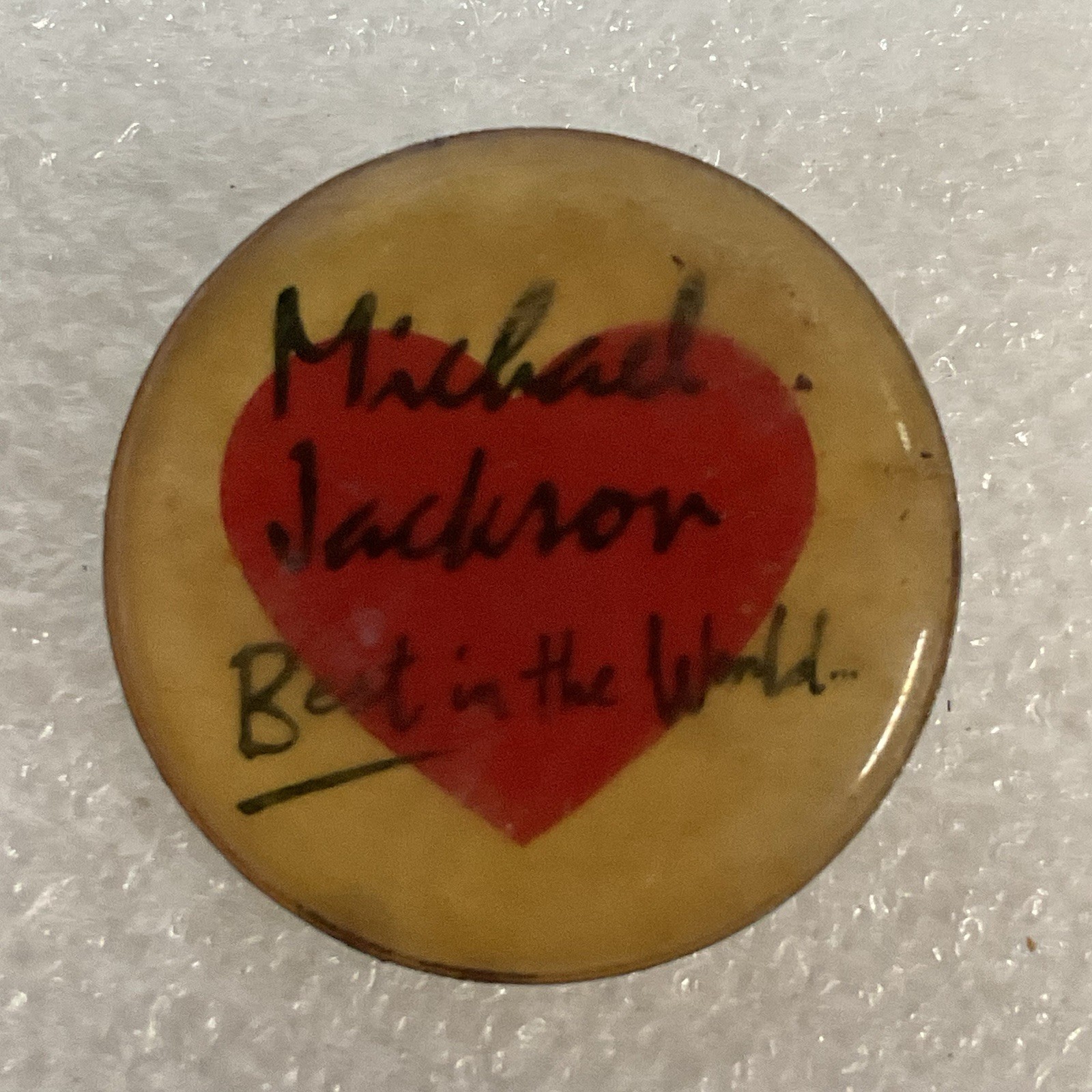 Michael Jackson Best In The World Round 1” Pin Pinback Heart GnuCollectibles - Image 1