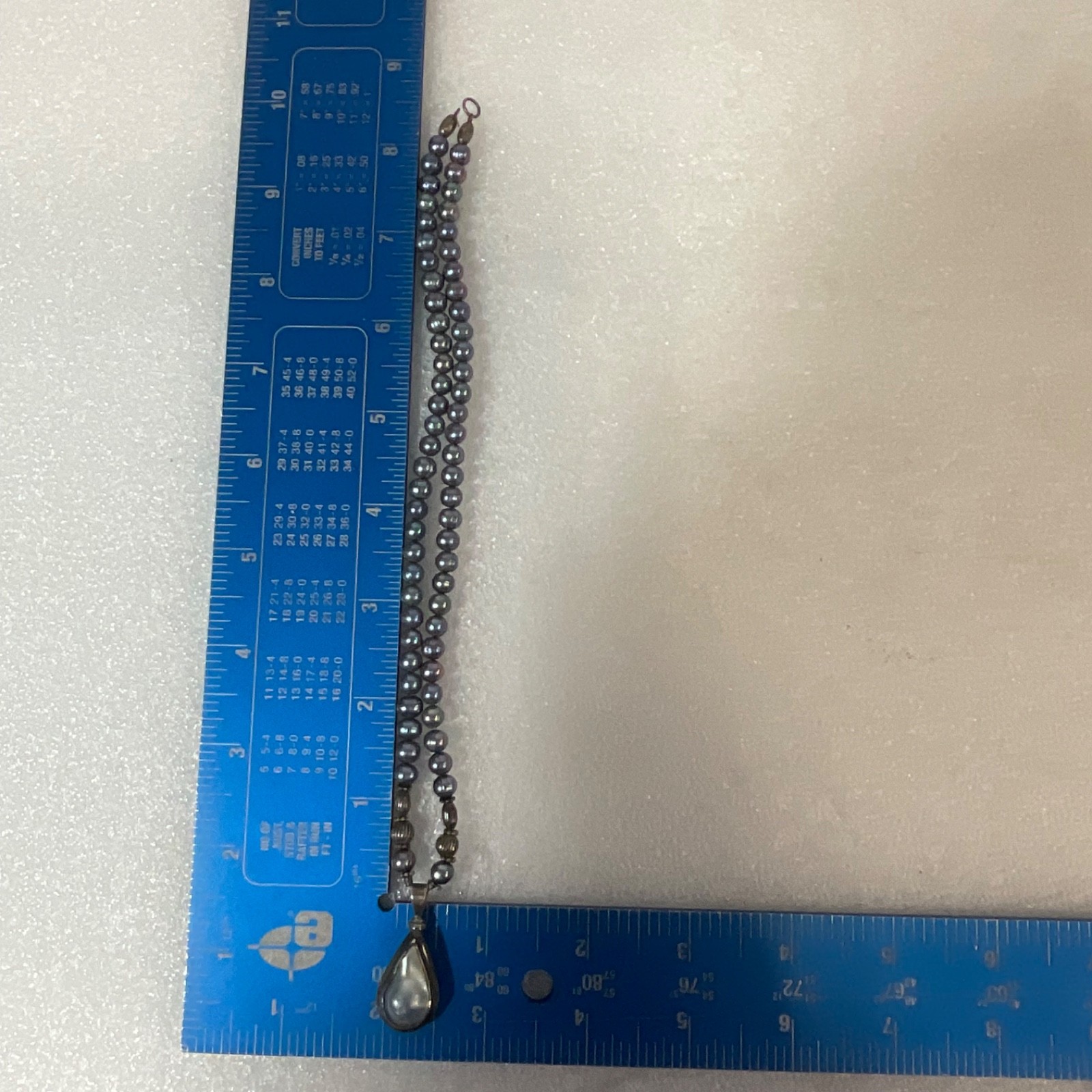 18in 925 Silver Teardrop Pearl Pendant Necklace 29.34g Missing Clasp - Image 12