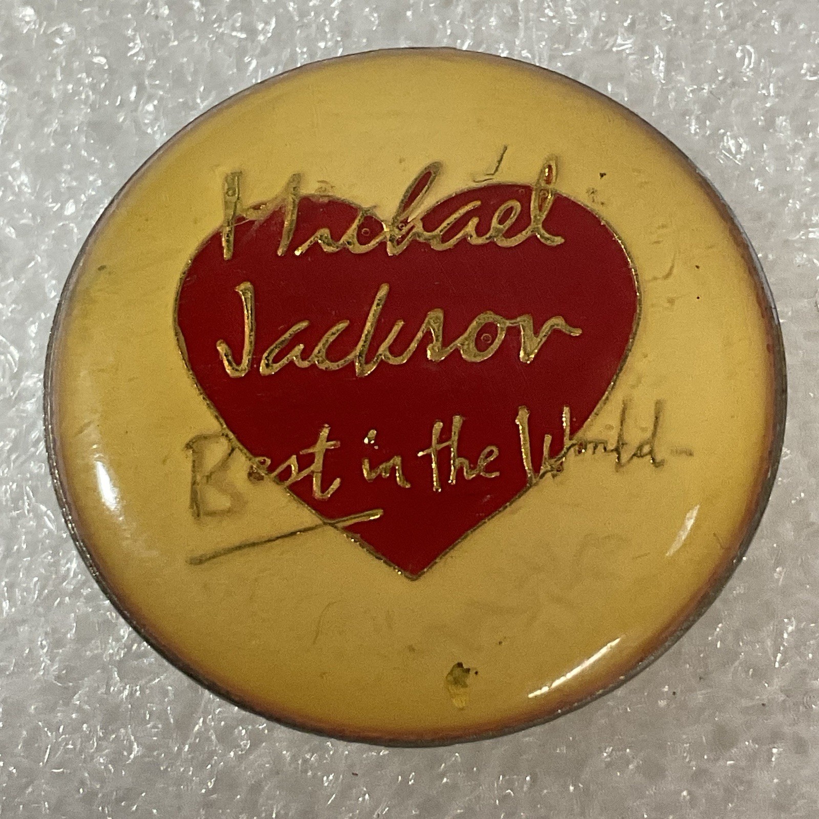 Michael Jackson Best In The World 1” Round Pin Vtg Pinback Heart GnuCollectibles - Image 1