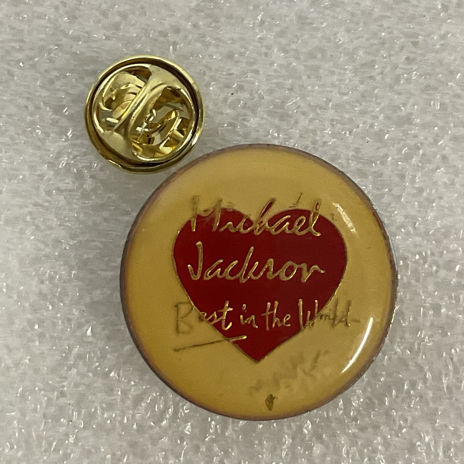 Michael Jackson Best In The World 1” Round Pin Vtg Pinback Heart GnuCollectibles - Image 3