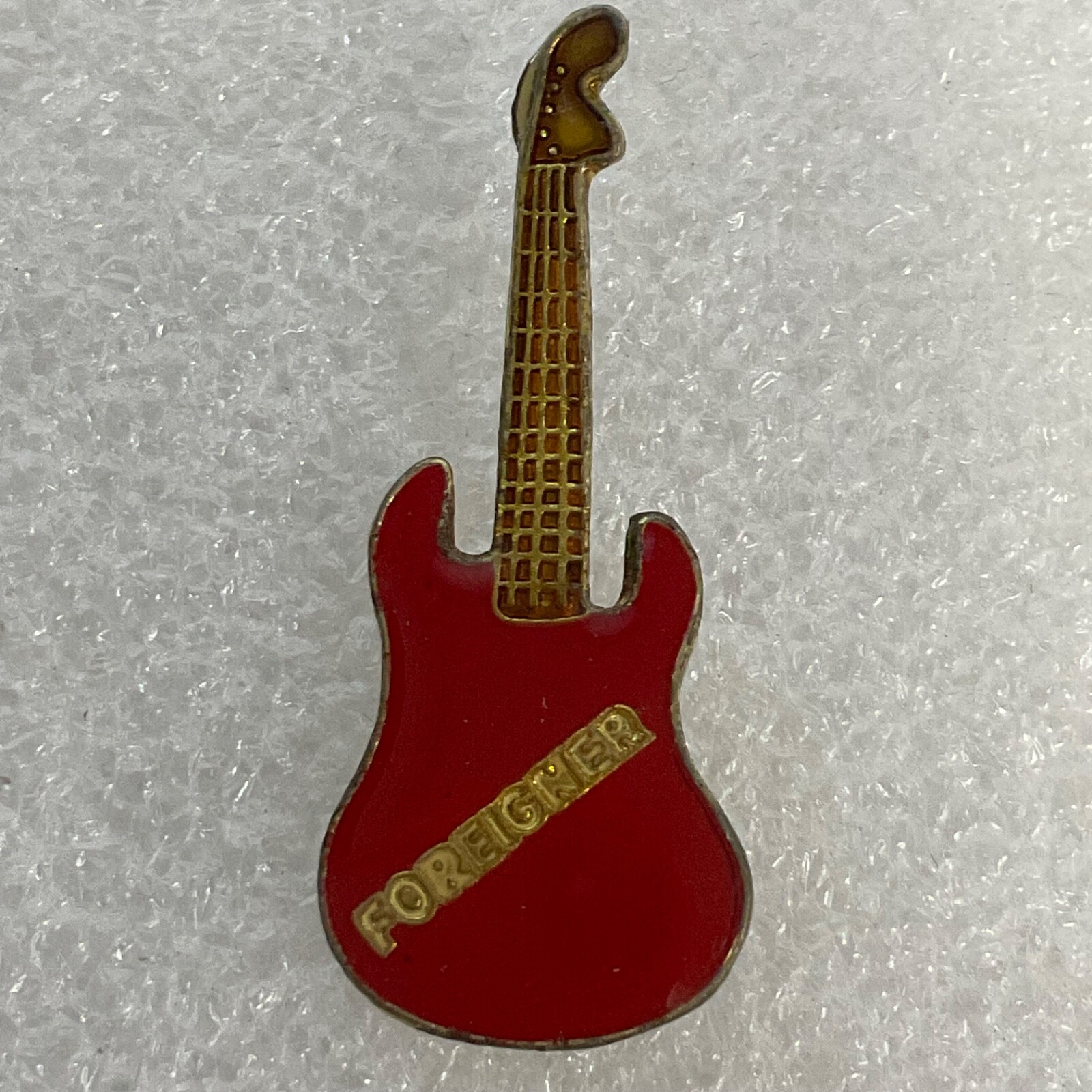 Foreigner Red & Gold Guitar Vintage 1.5” Pin GnuCollectibles - Image 1