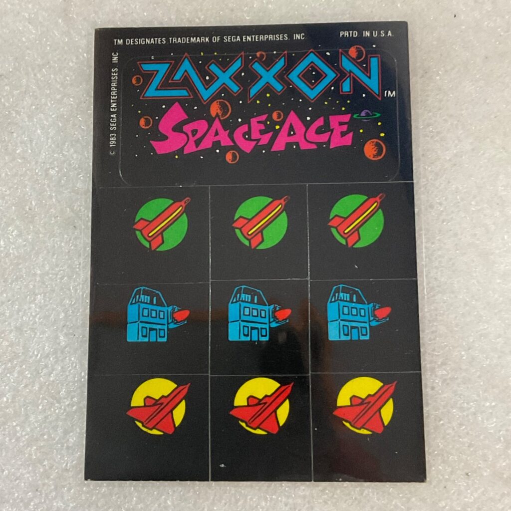 1983 Topps Video City Zaxxon Space Ace 10-Sticker Card Sega Vintage - Image 1