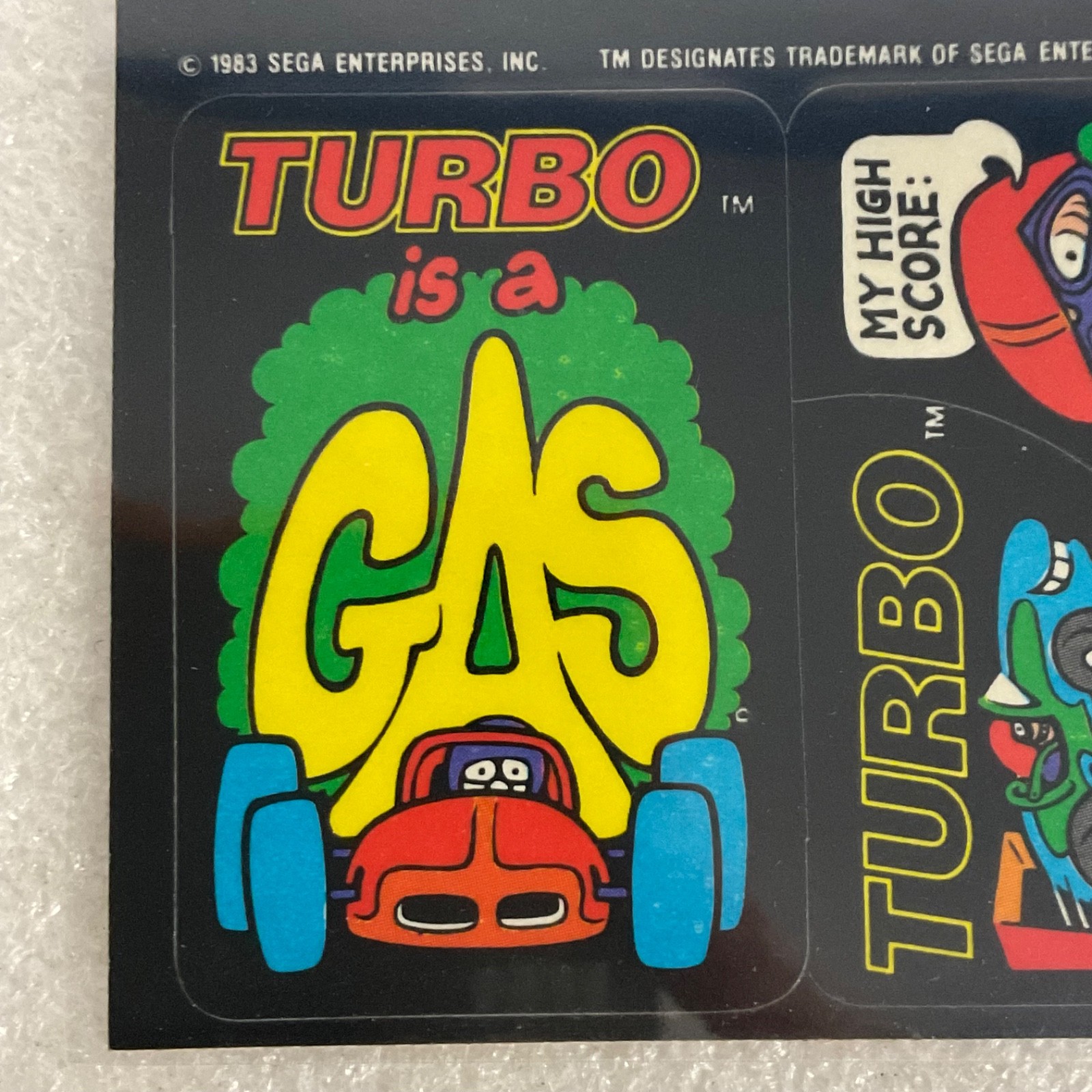1983 Topps Video City Sega Turbo 3-Sticker Sheet Puzzle Back Vintage - Image 3