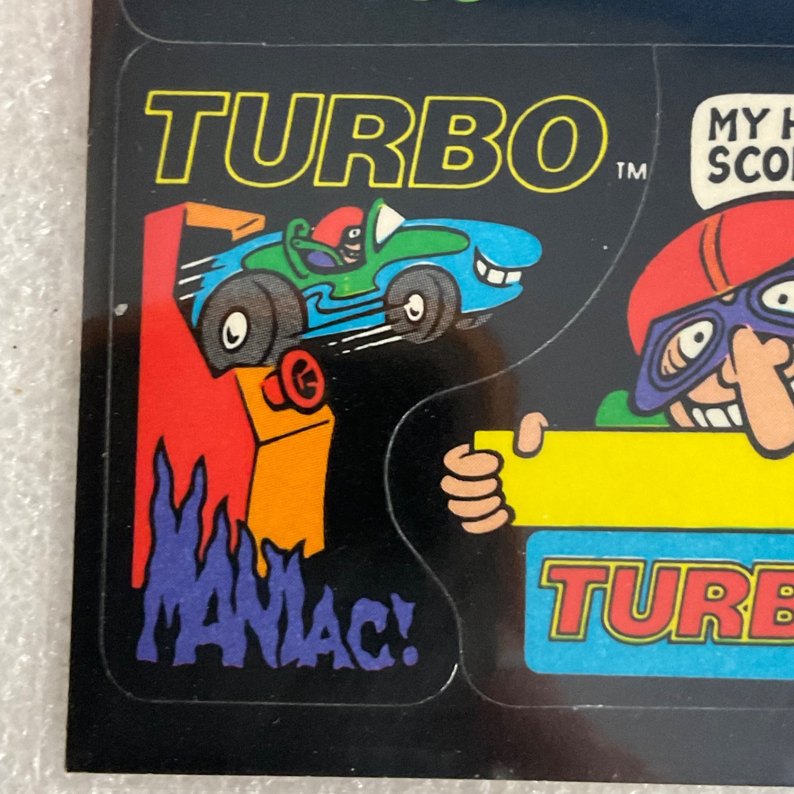 1983 Topps Video City Sega Turbo 3-Sticker Sheet Puzzle Back Vintage - Image 4