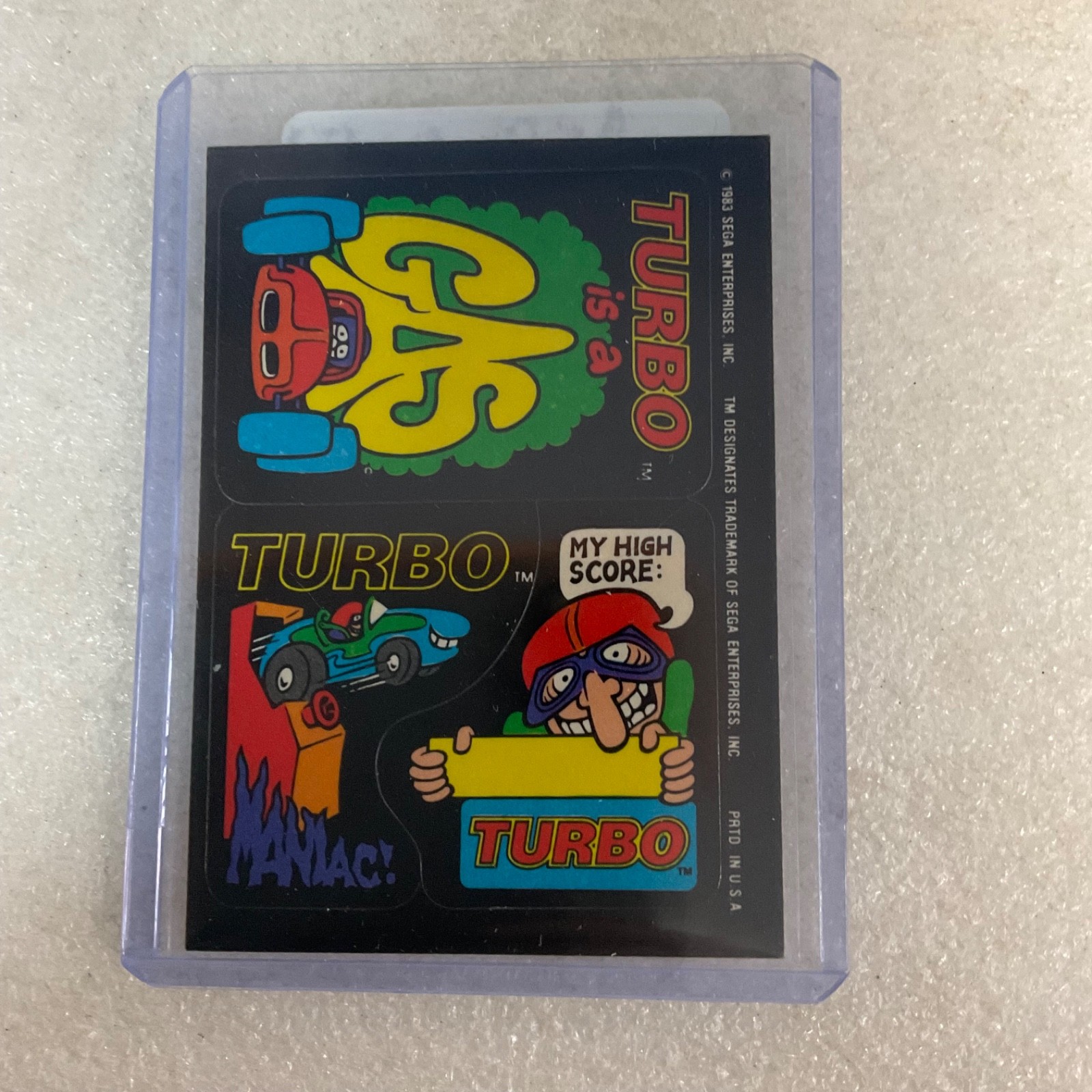 1983 Topps Video City Sega Turbo 3-Sticker Sheet Puzzle Back Vintage - Image 6