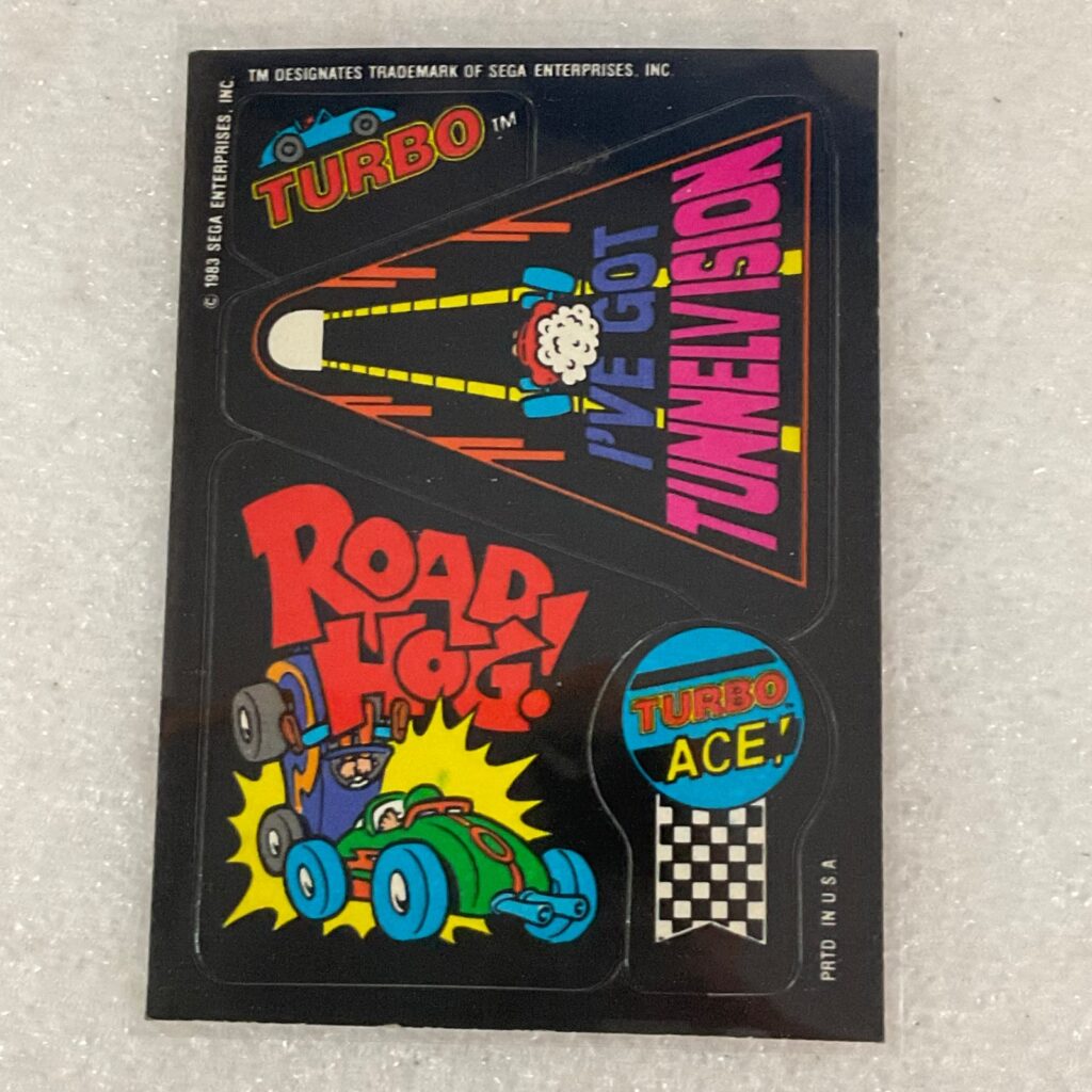 1983 Topps Video City Sega Turbo Sticker Road Hog Tunnelvision Two-Star - Image 1