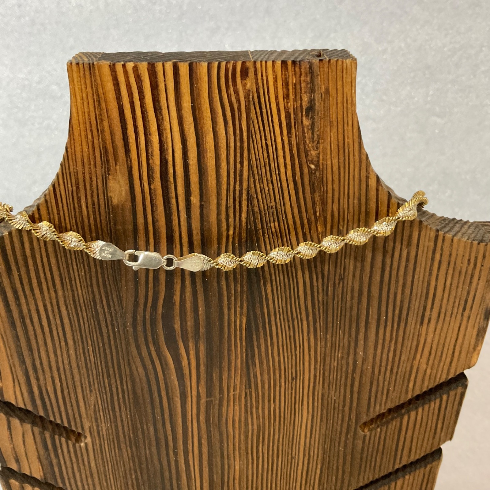 28in 925 Silver Two Tone Twisted Chain Necklace Italy 18.95g - Image 4