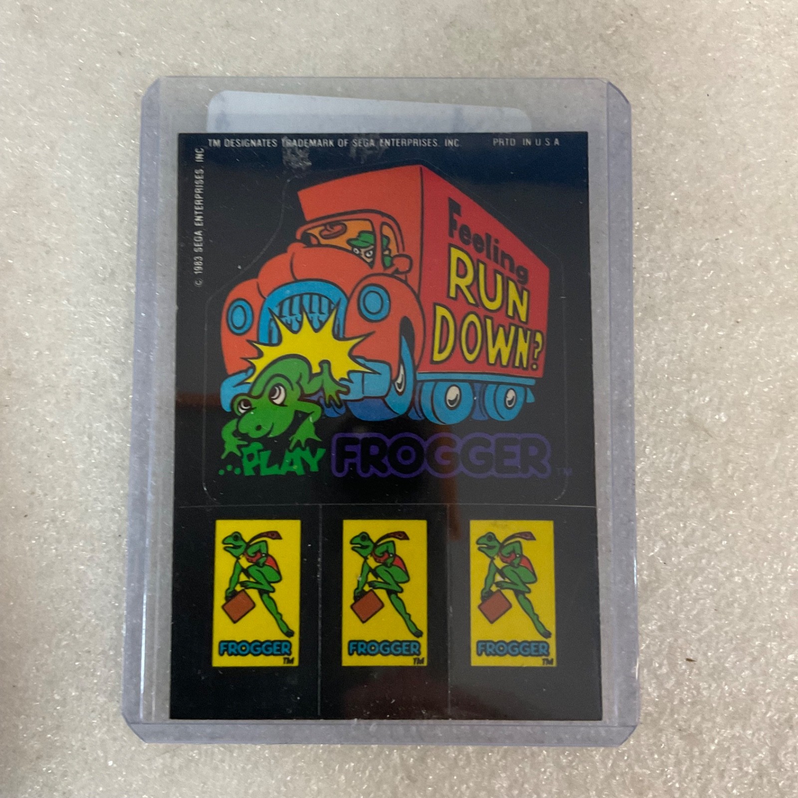 1983 Sega Frogger Feeling Run Down Vintage Sticker Card Sheet - Image 3