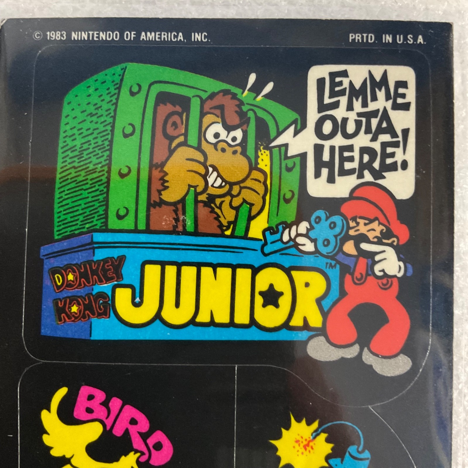 1983 Nintendo Donkey Kong Junior Mario 3-Sticker Sheet Vintage - Image 3