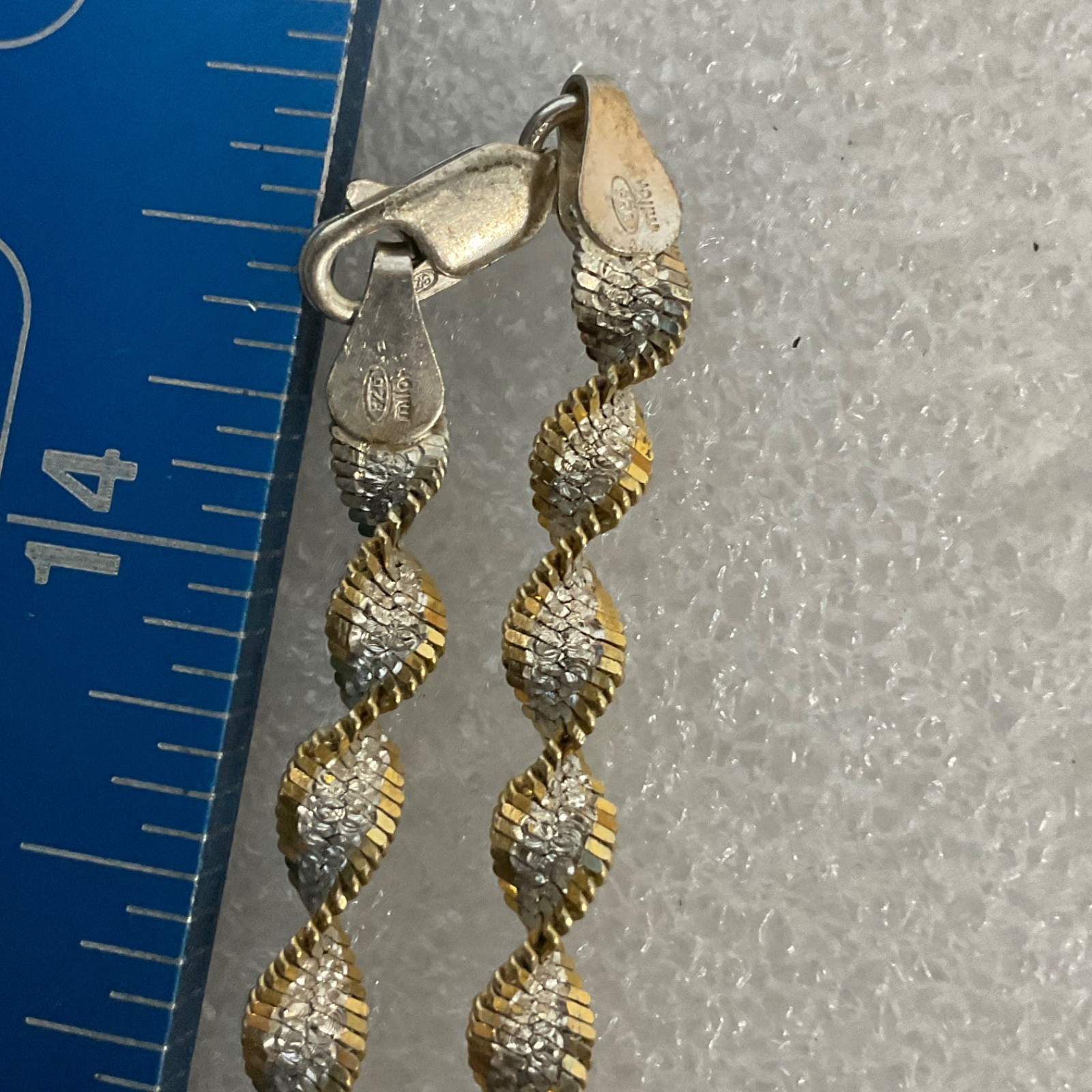 28in 925 Silver Twisted Two Tone Chain Necklace 17.44g Lobster Clasp - Image 4