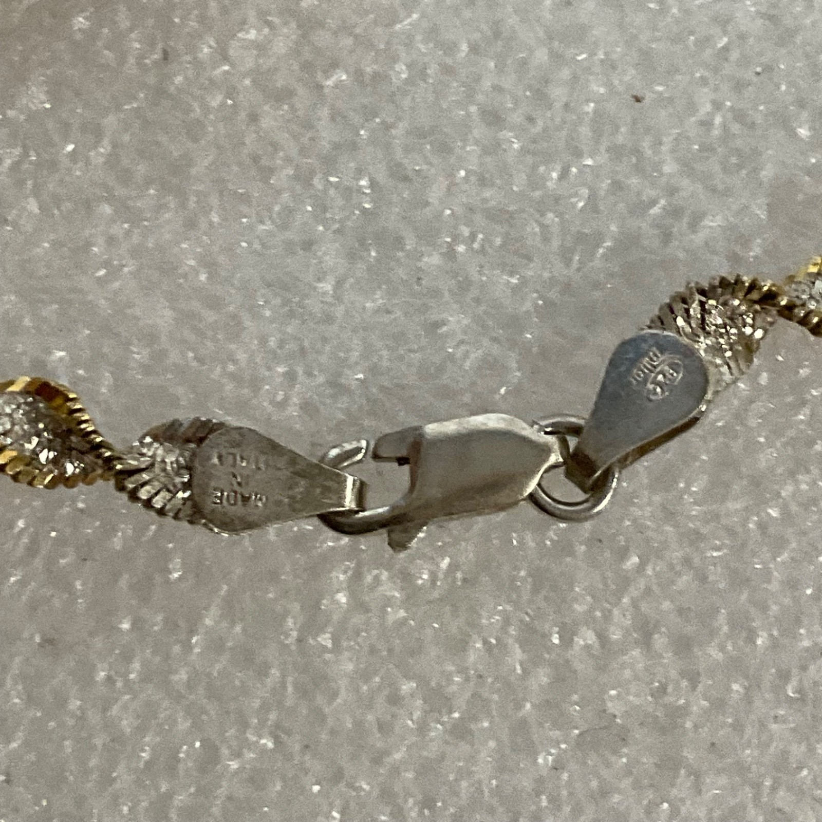 28in 925 Silver Twisted Two Tone Chain Necklace 17.44g Lobster Clasp - Image 7
