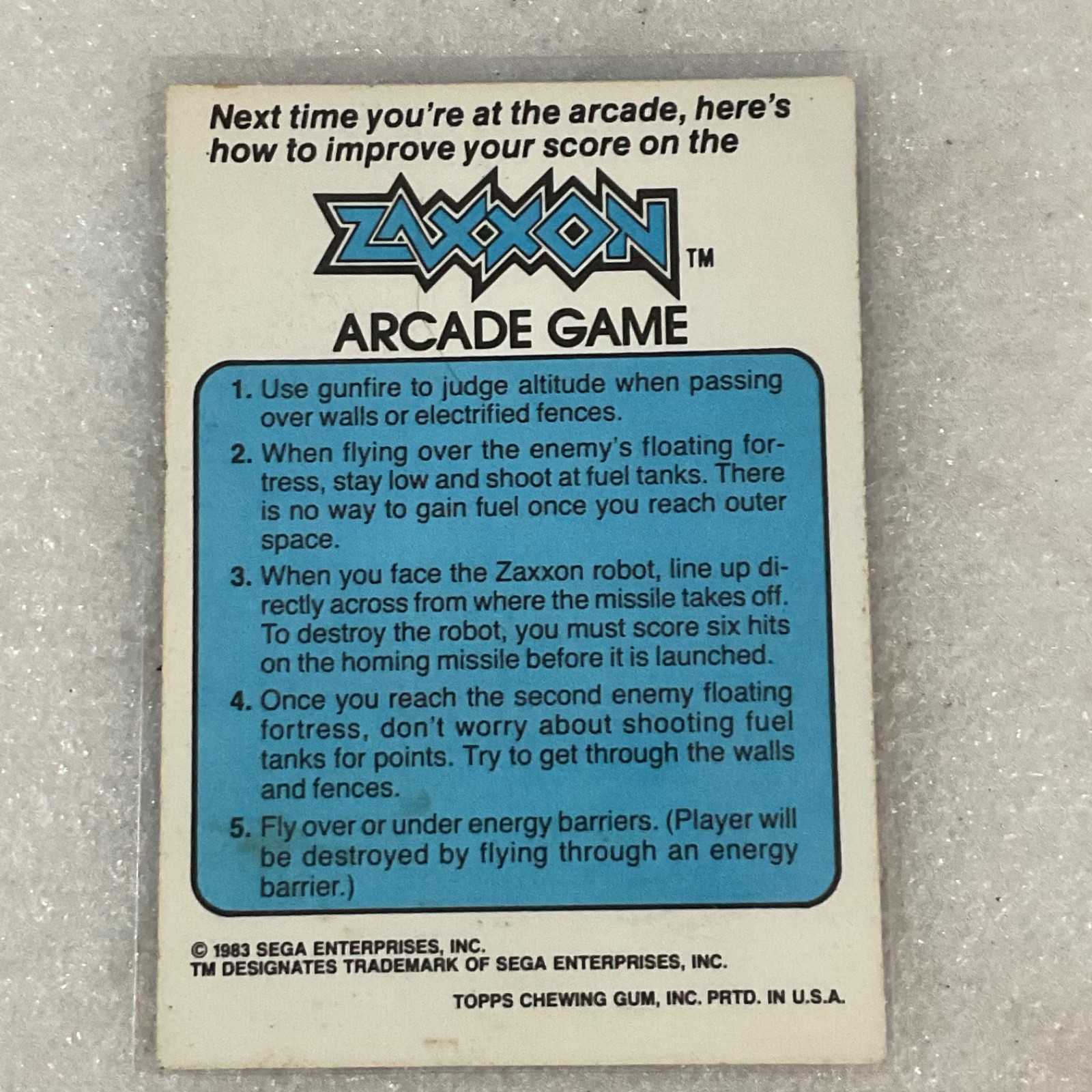 1983 Topps Video City Sega Zaxxon Is a Blast Sticker Card - Image 5