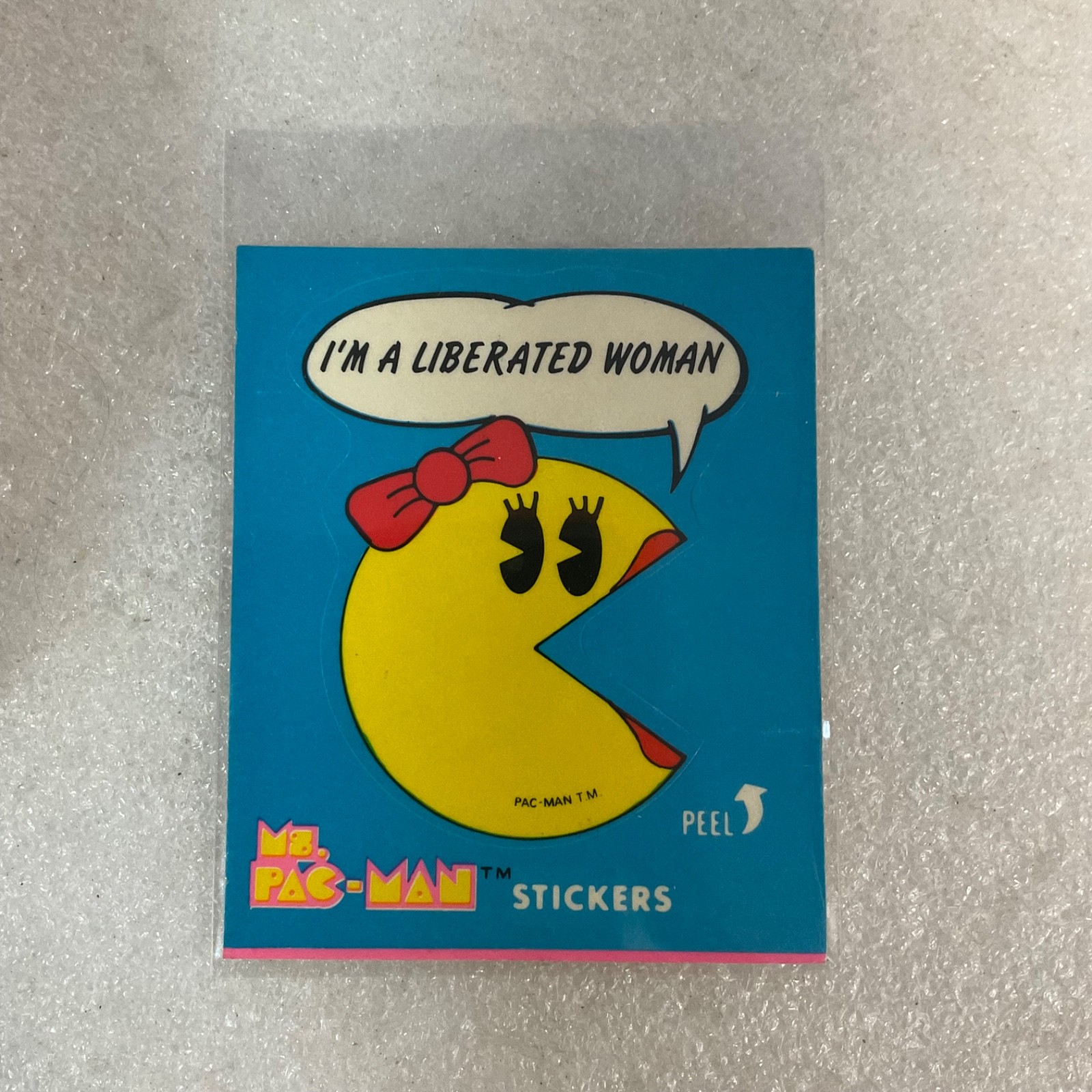 1981 Fleer Ms. Pac-Man Sticker #5 I'm a Liberated Woman Vintage - Image 1