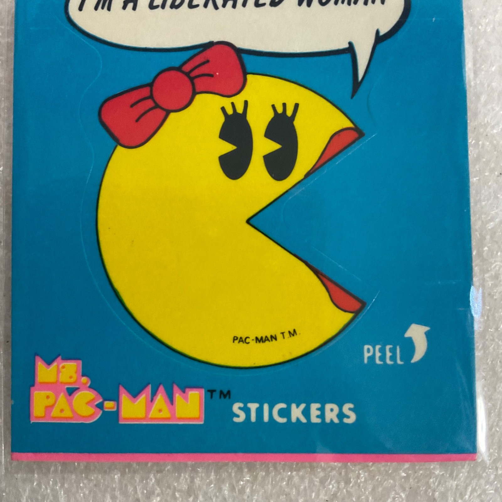 1981 Fleer Ms. Pac-Man Sticker #5 I'm a Liberated Woman Vintage - Image 3