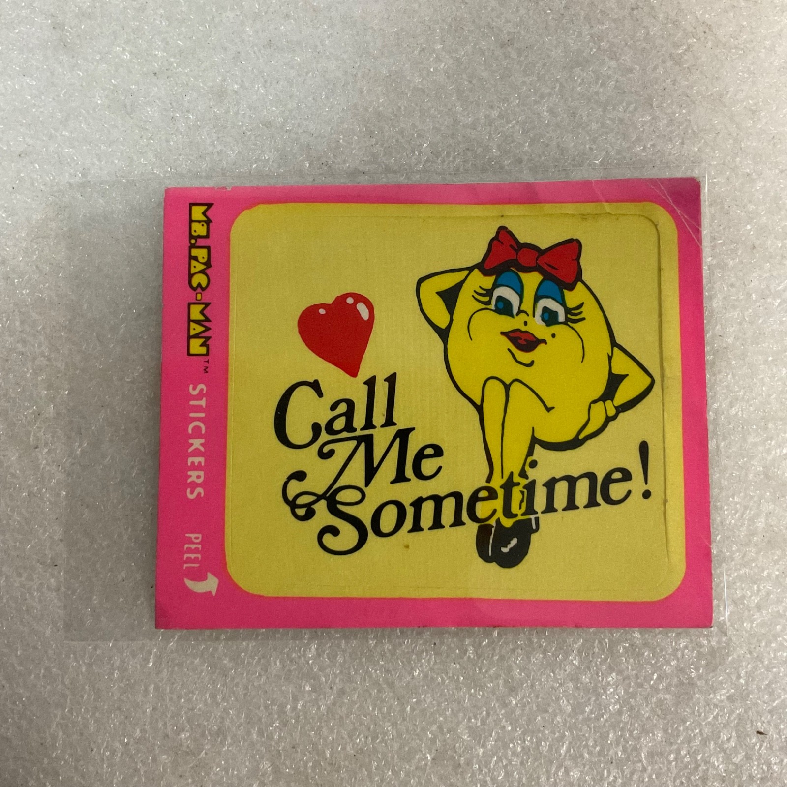 1981 Fleer Ms. Pac-Man Sticker #3 Call Me Sometime Vintage Arcade - Image 1