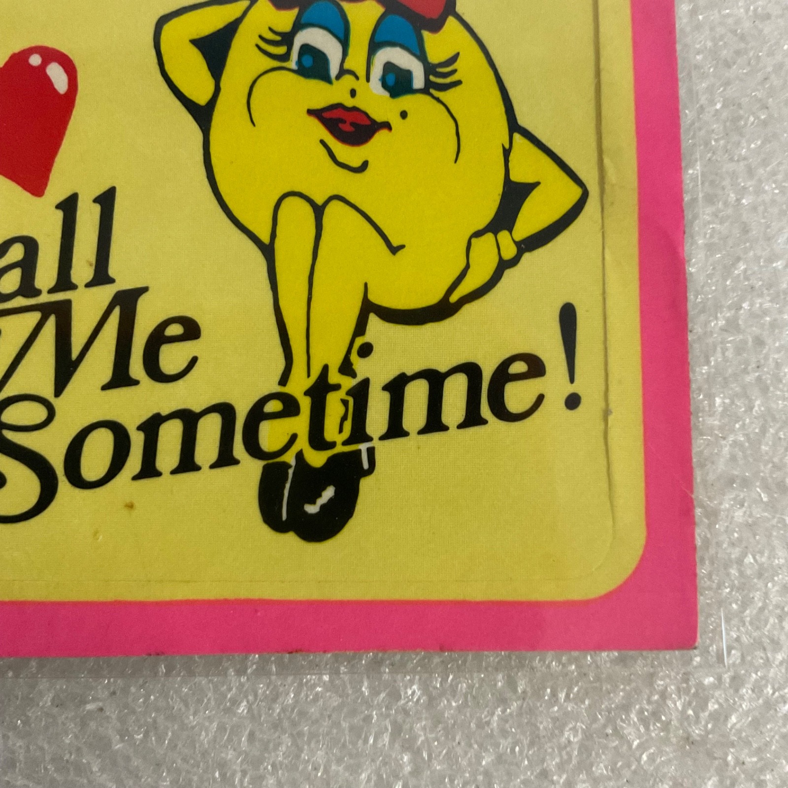 1981 Fleer Ms. Pac-Man Sticker #3 Call Me Sometime Vintage Arcade - Image 5