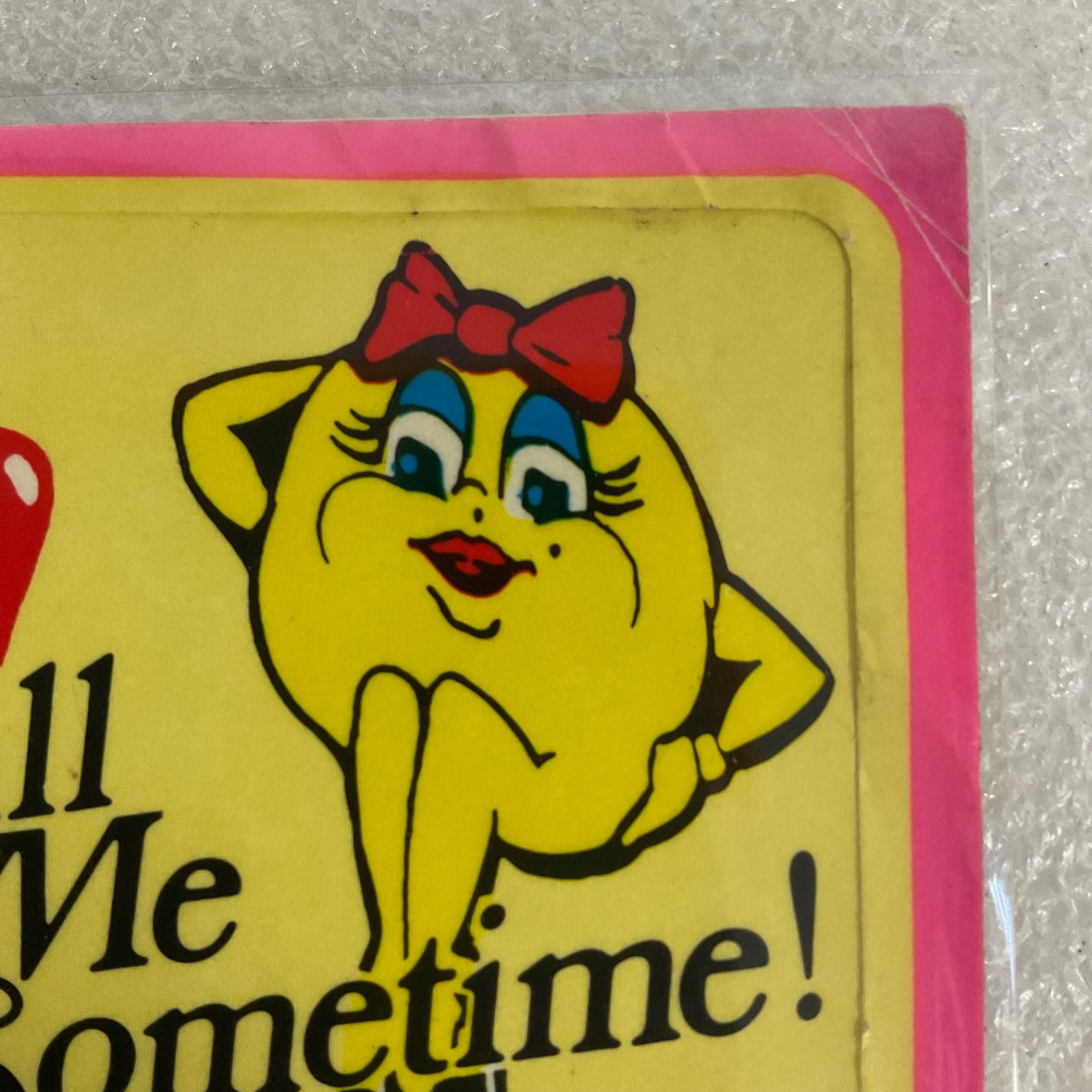 1981 Fleer Ms. Pac-Man Sticker #3 Call Me Sometime Vintage Arcade - Image 4