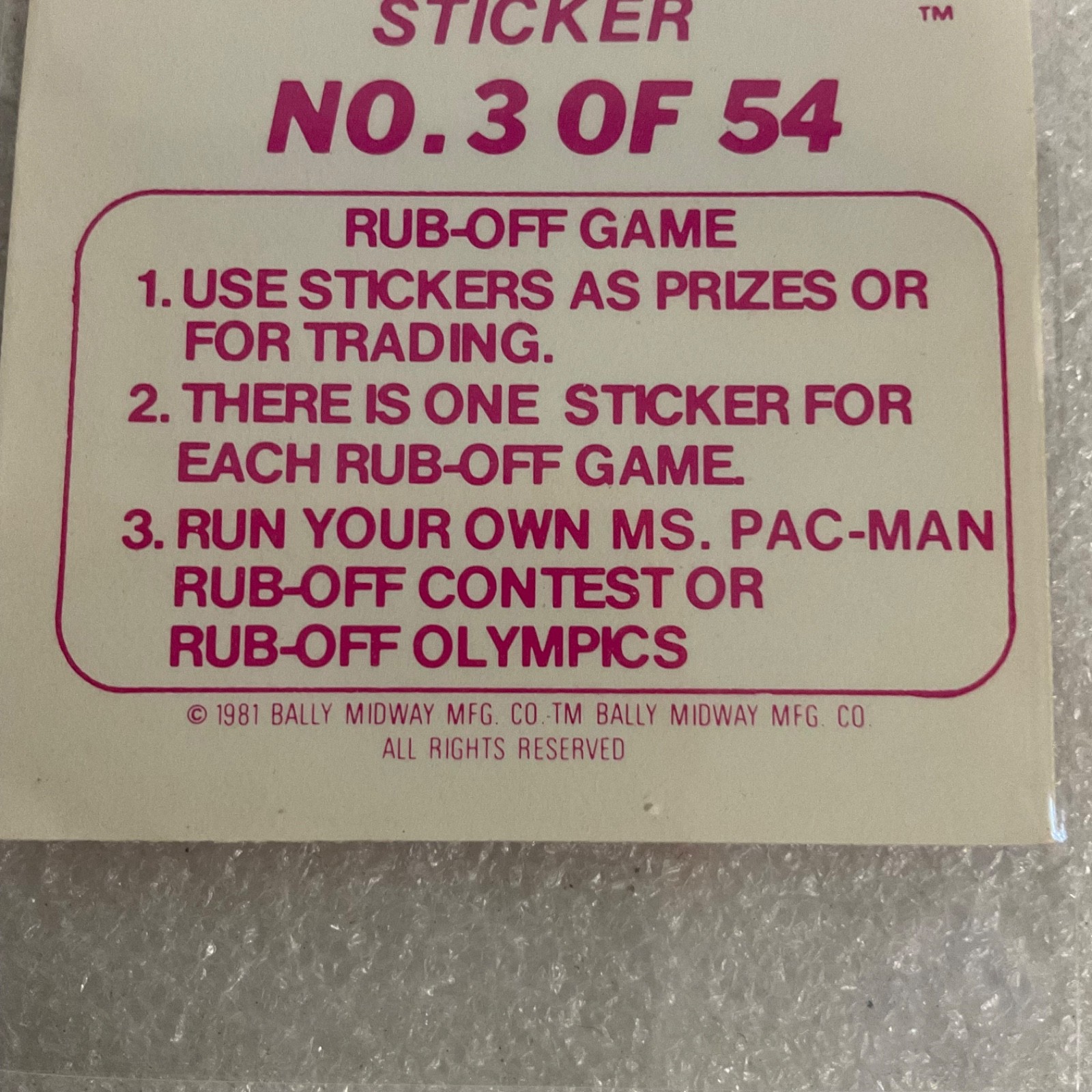 1981 Fleer Ms. Pac-Man Sticker #3 Call Me Sometime Vintage Arcade - Image 7