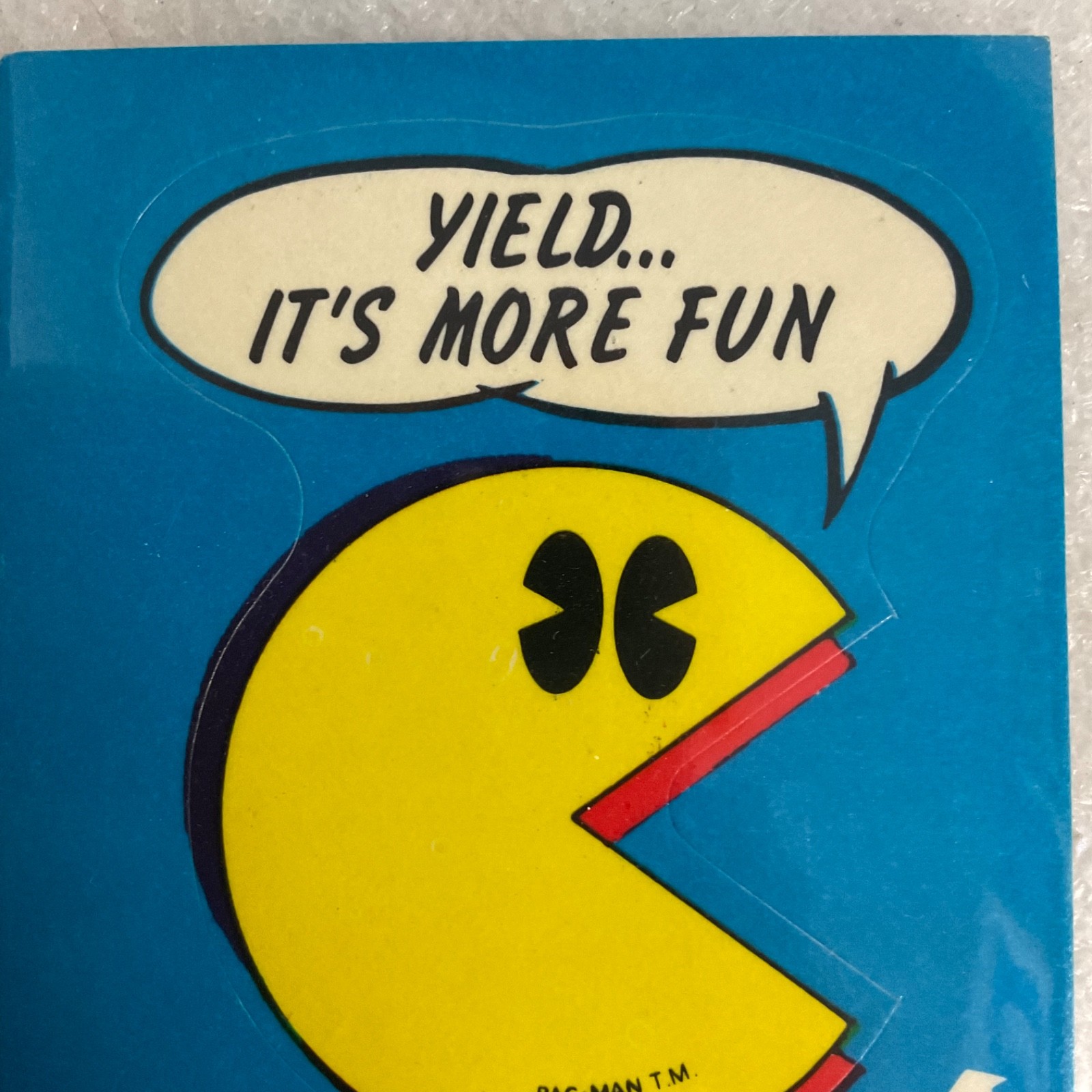 1981 Fleer Ms. Pac-Man Sticker #9 Yield It's More Fun Vintage Pac-Man - Image 3