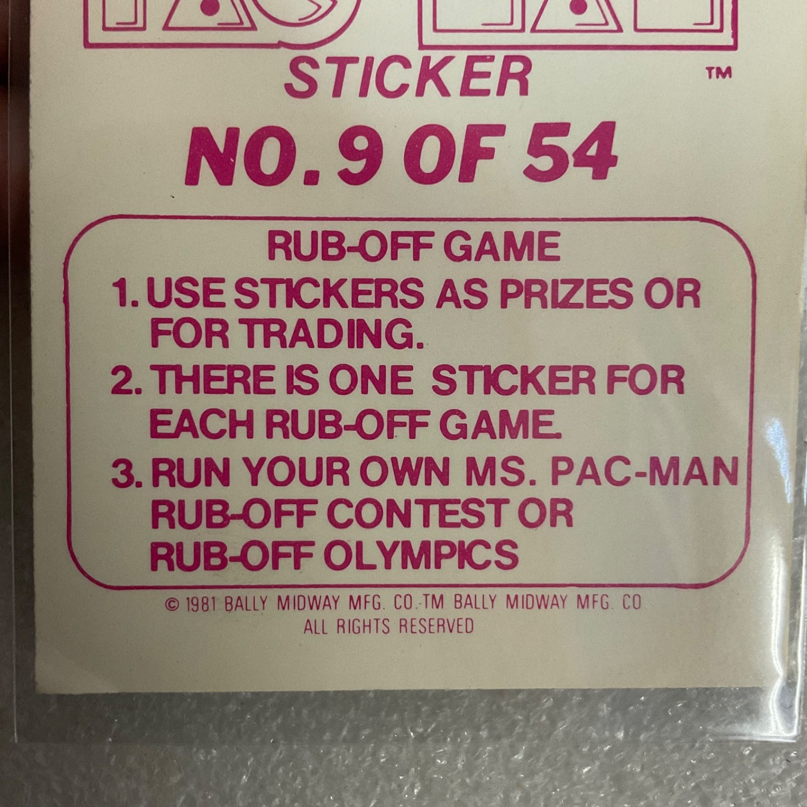 1981 Fleer Ms. Pac-Man Sticker #9 Yield It's More Fun Vintage Pac-Man - Image 5