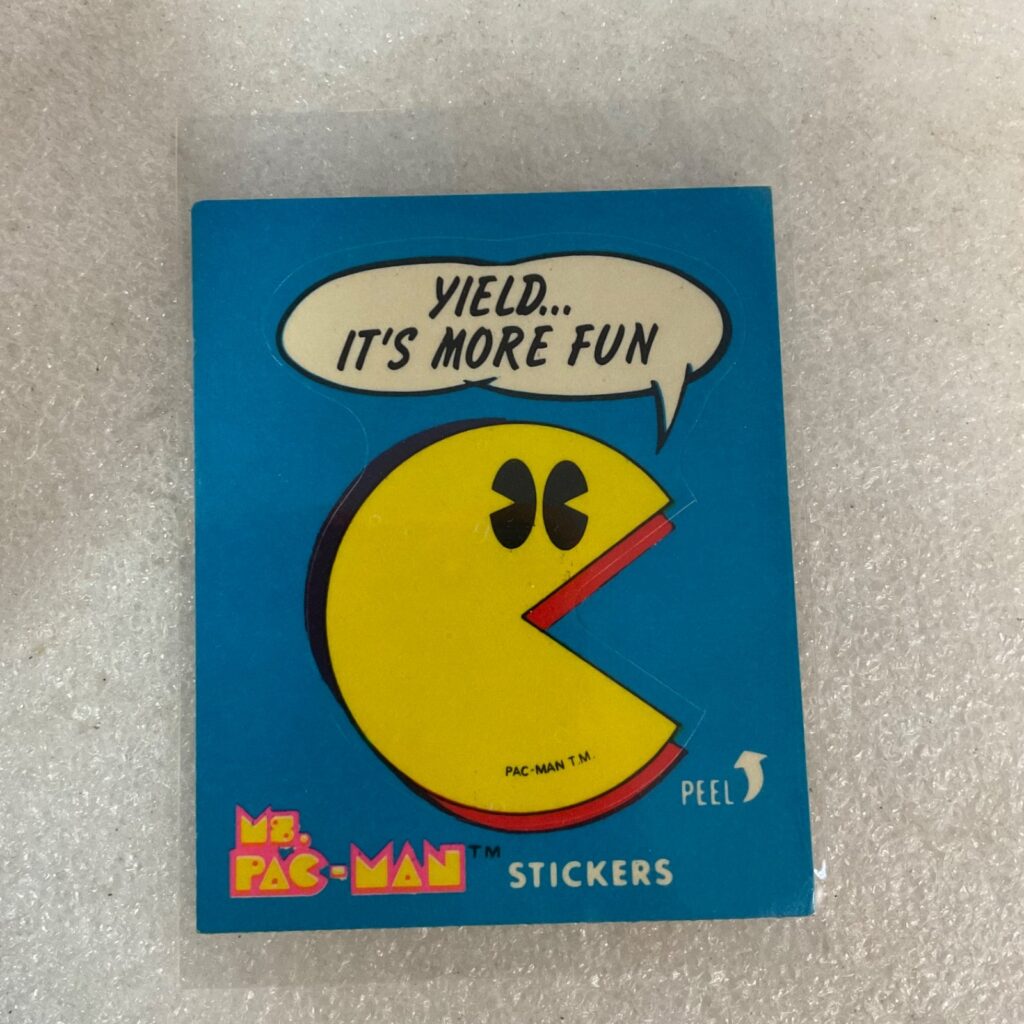 1981 Fleer Ms. Pac-Man Sticker #9 Yield It's More Fun Vintage Pac-Man - Image 1