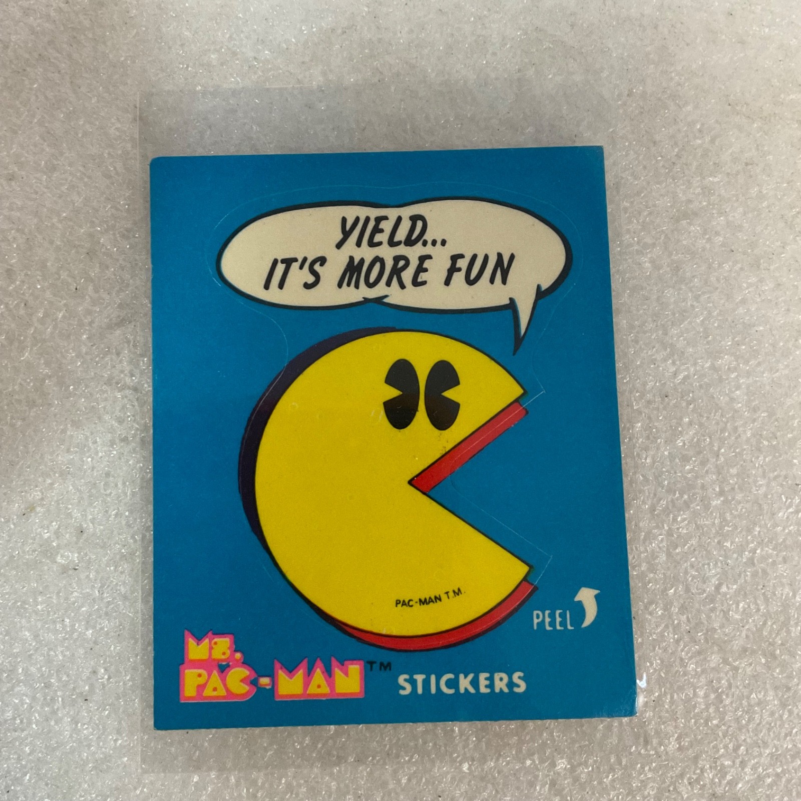 1981 Fleer Ms. Pac-Man Sticker #9 Yield It's More Fun Vintage Pac-Man - Image 1