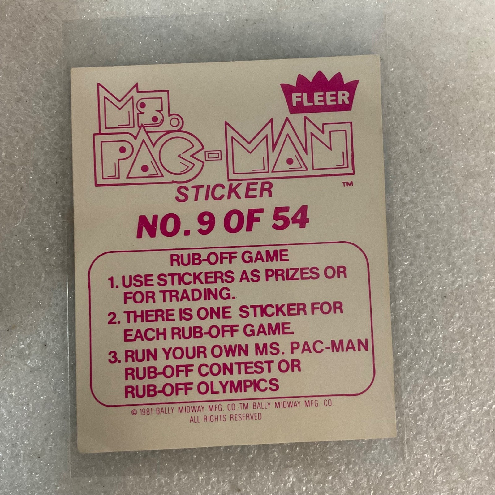 1981 Fleer Ms. Pac-Man Sticker #9 Yield It's More Fun Vintage Pac-Man - Image 2