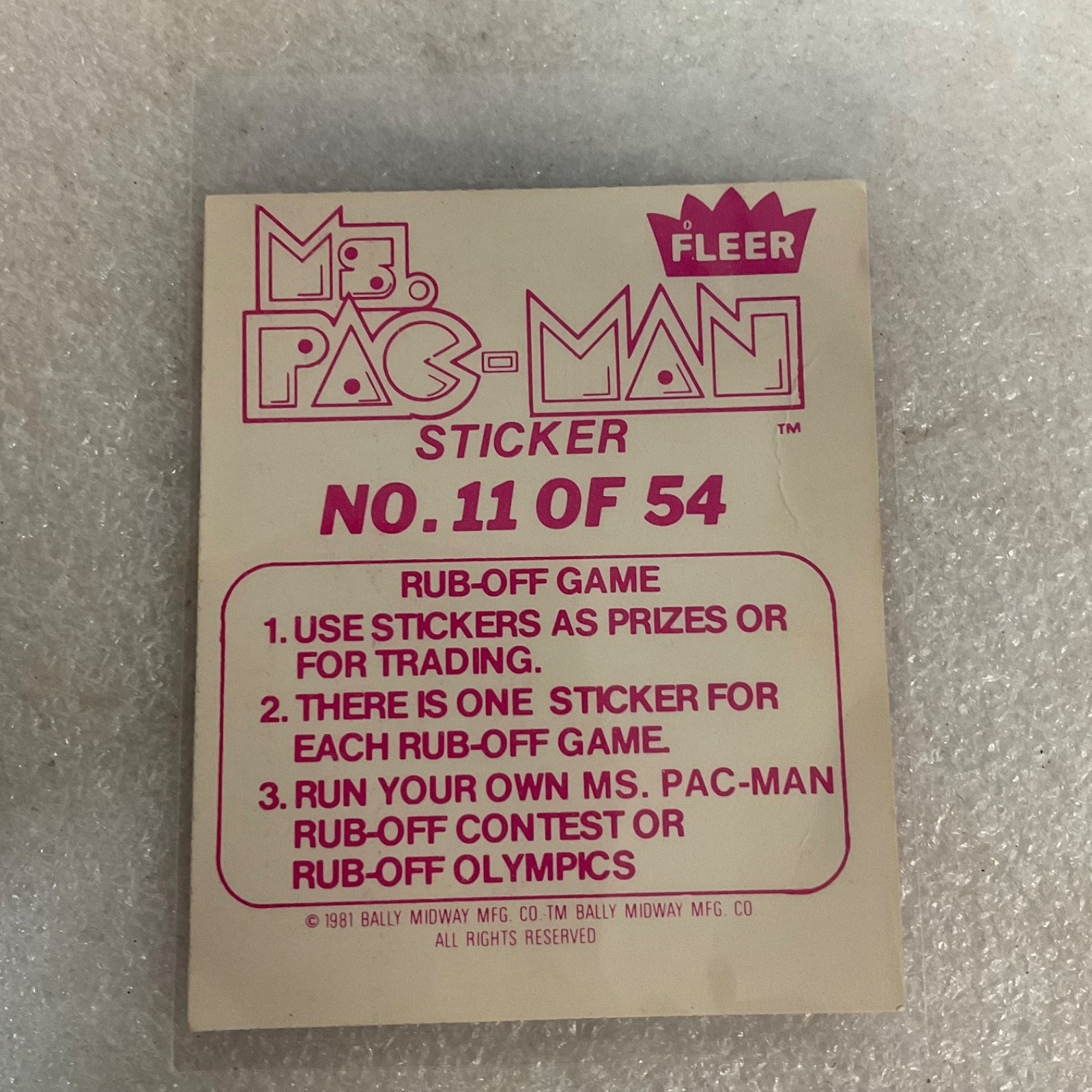 1981 Fleer Ms. Pac-Man Sticker #11 Take the Challenge Vintage Arcade - Image 2
