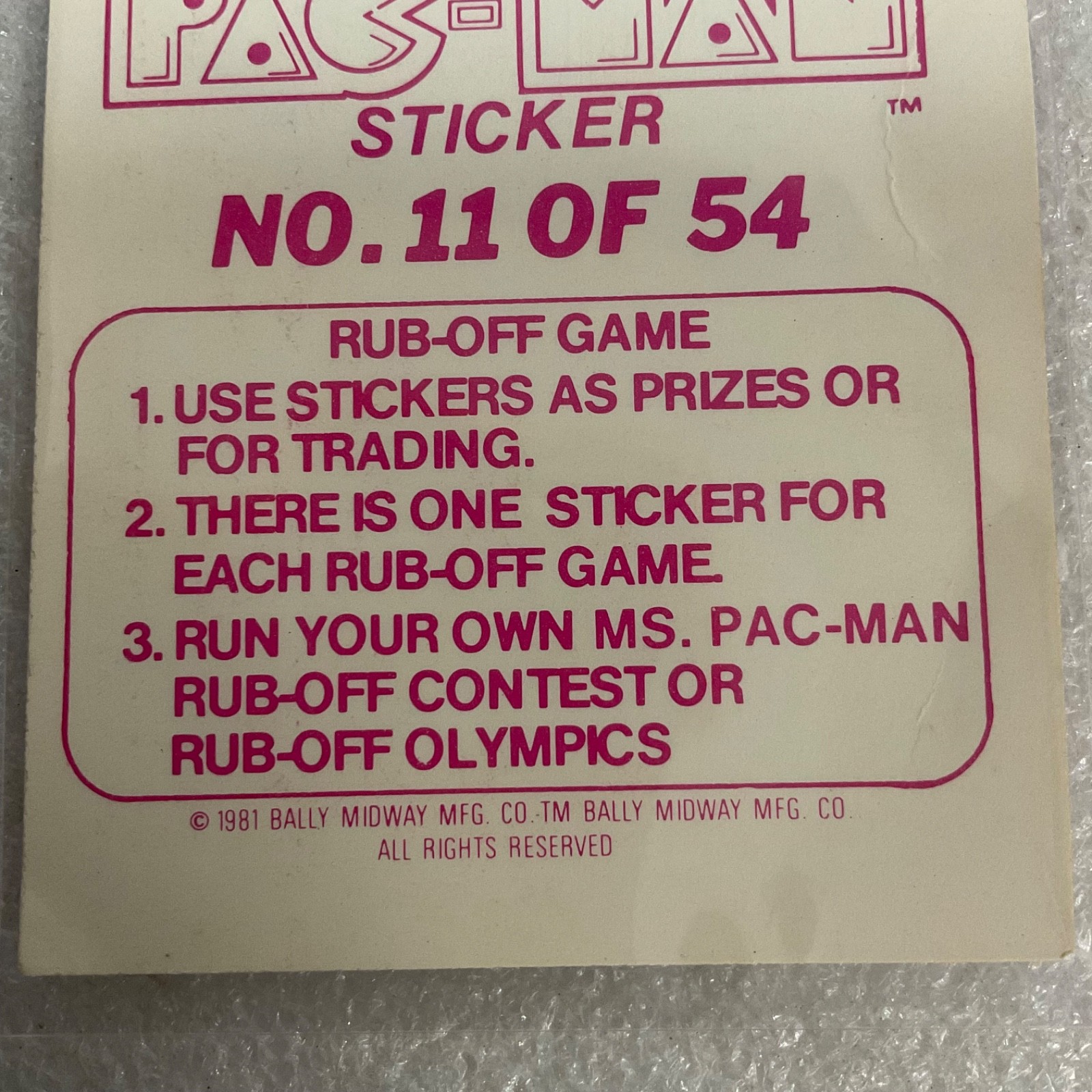 1981 Fleer Ms. Pac-Man Sticker #11 Take the Challenge Vintage Arcade - Image 9