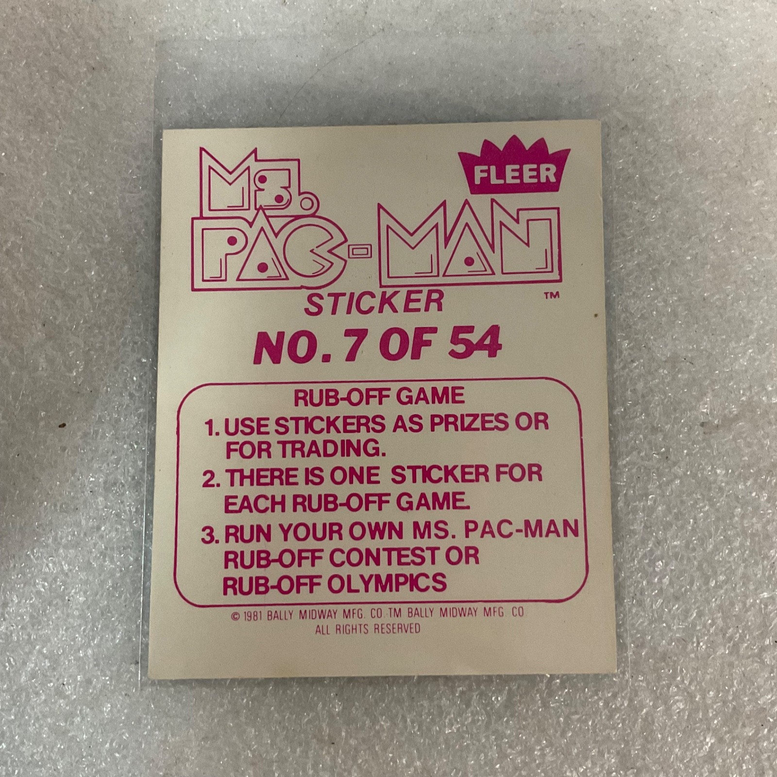 1981 Fleer Ms. Pac-Man Sticker #7 Ain't Love Grand Vintage Arcade Card - Image 2