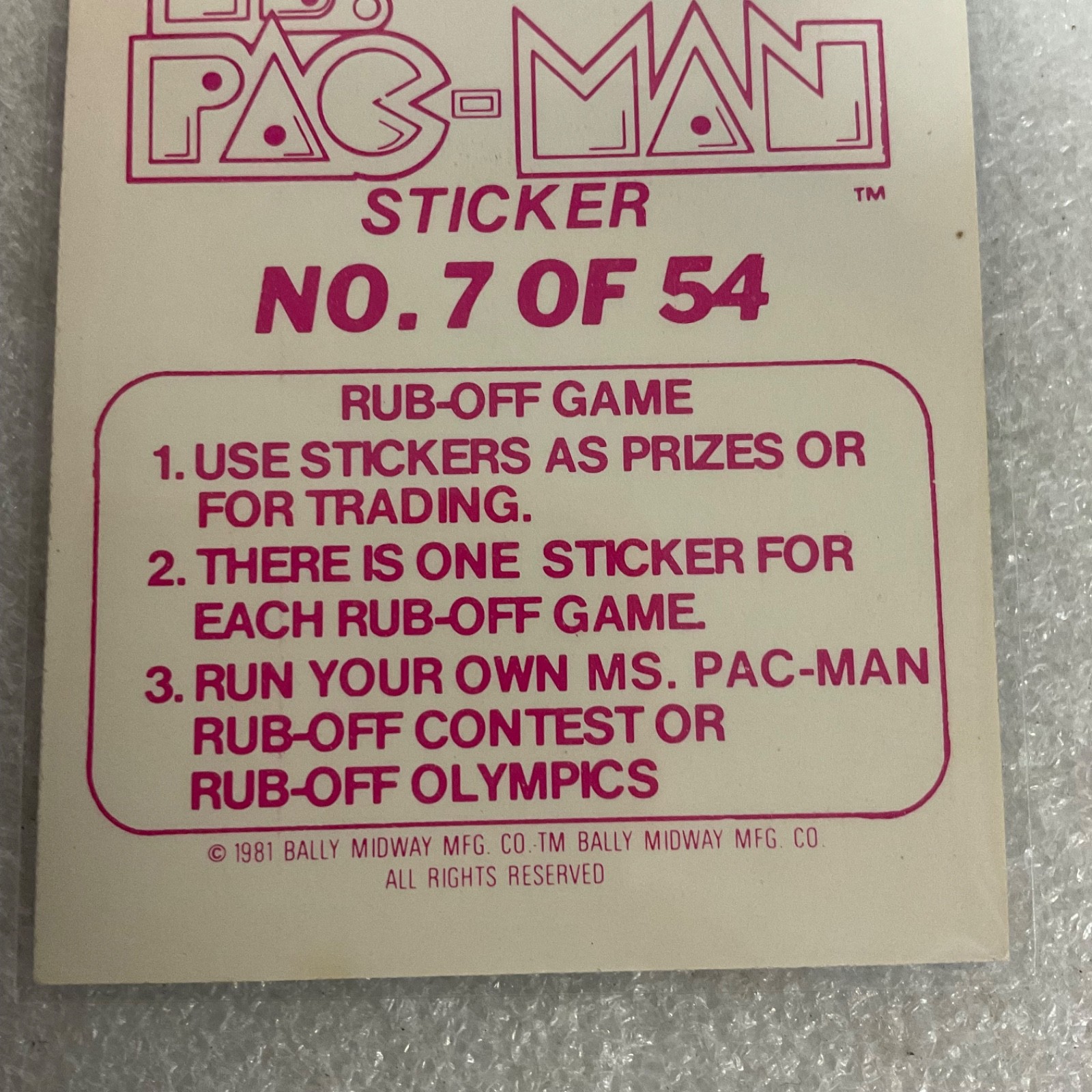 1981 Fleer Ms. Pac-Man Sticker #7 Ain't Love Grand Vintage Arcade Card - Image 7