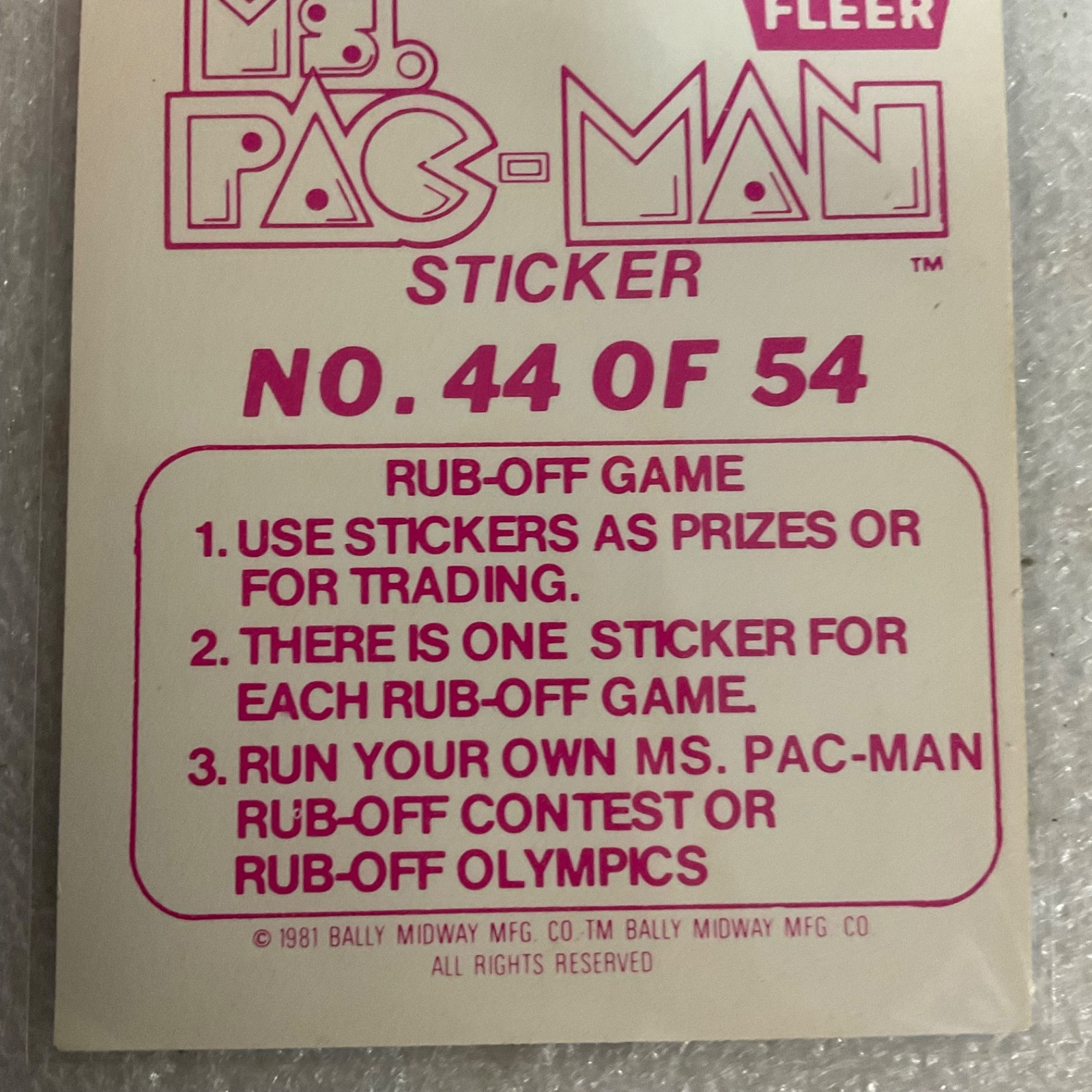 1981 Fleer Ms. Pac-Man Sticker #44 I'm Gonna Get That Ms. Pac-Man - Image 7
