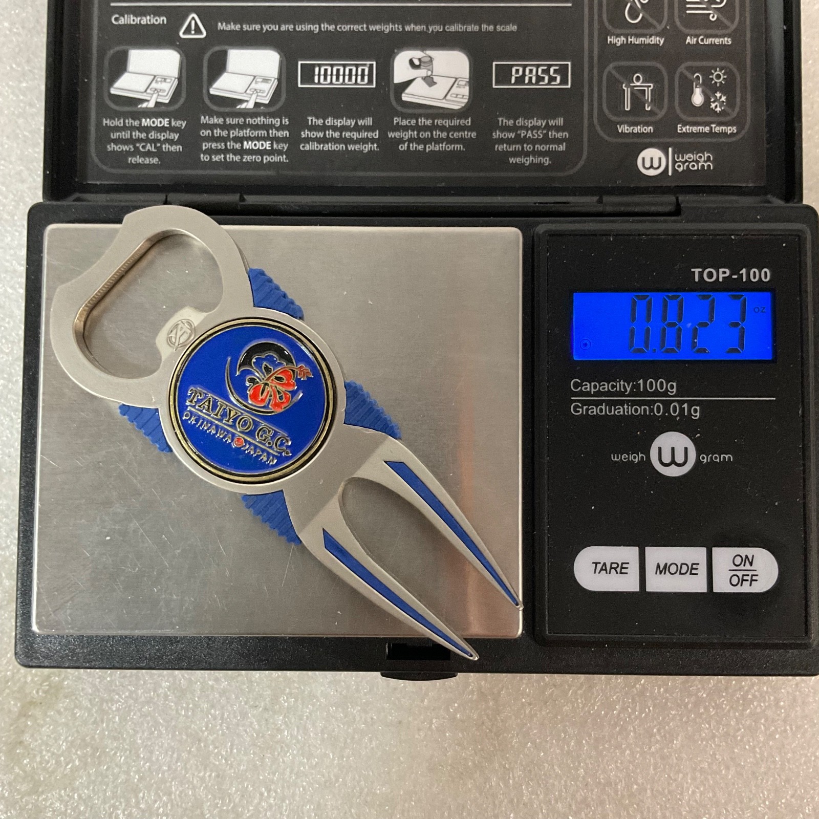 Taiyo G.C. Okinawa Japan Golf Divot Tool 3.5in Bottle Opener Blue Metal - Image 9